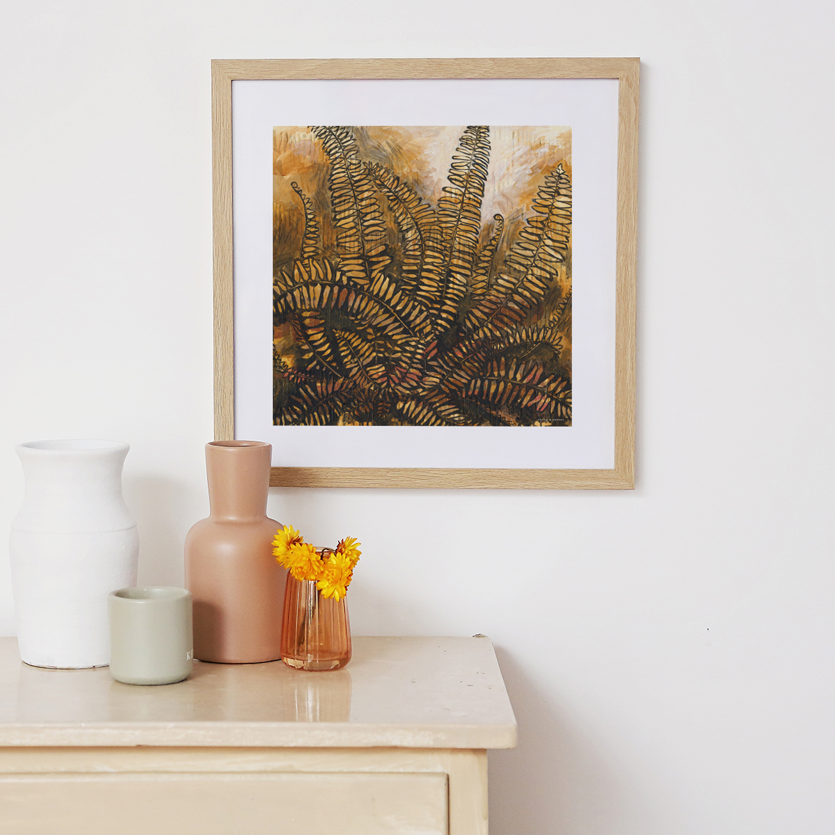 Lr 092 Sword Fern Moment I Smith & Brooks Brisbane Art Native Plants Matte Black Frame Moody Artwork