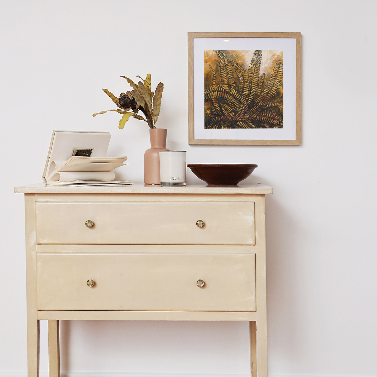 Lr 096 Sword Fern Moment I Smith & Brooks Brisbane Art Native Plants Matte Black Frame Moody Artwork