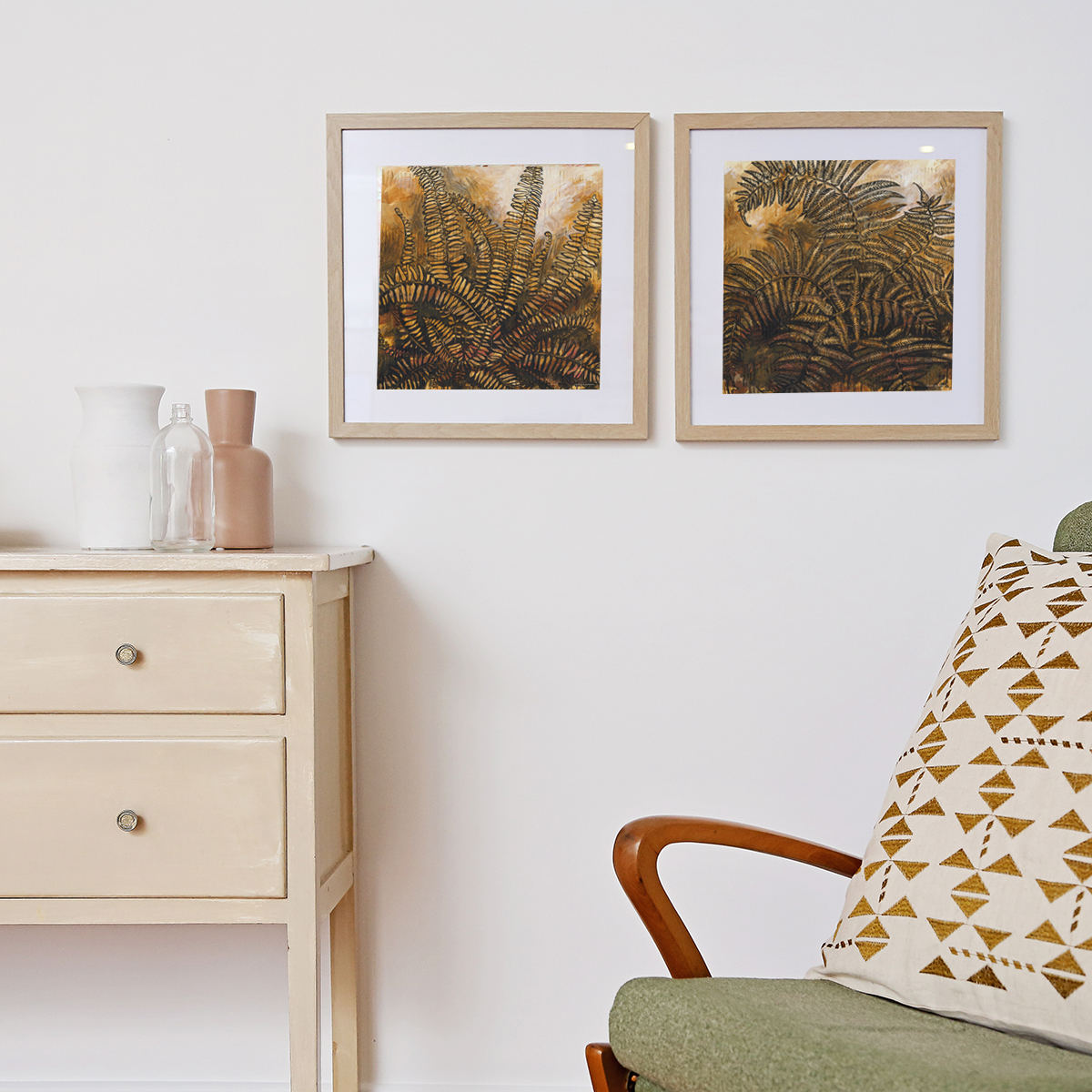 Lr 097 Sword Fern Moment I Smith & Brooks Brisbane Art Native Plants Matte Black Frame Moody Artwork