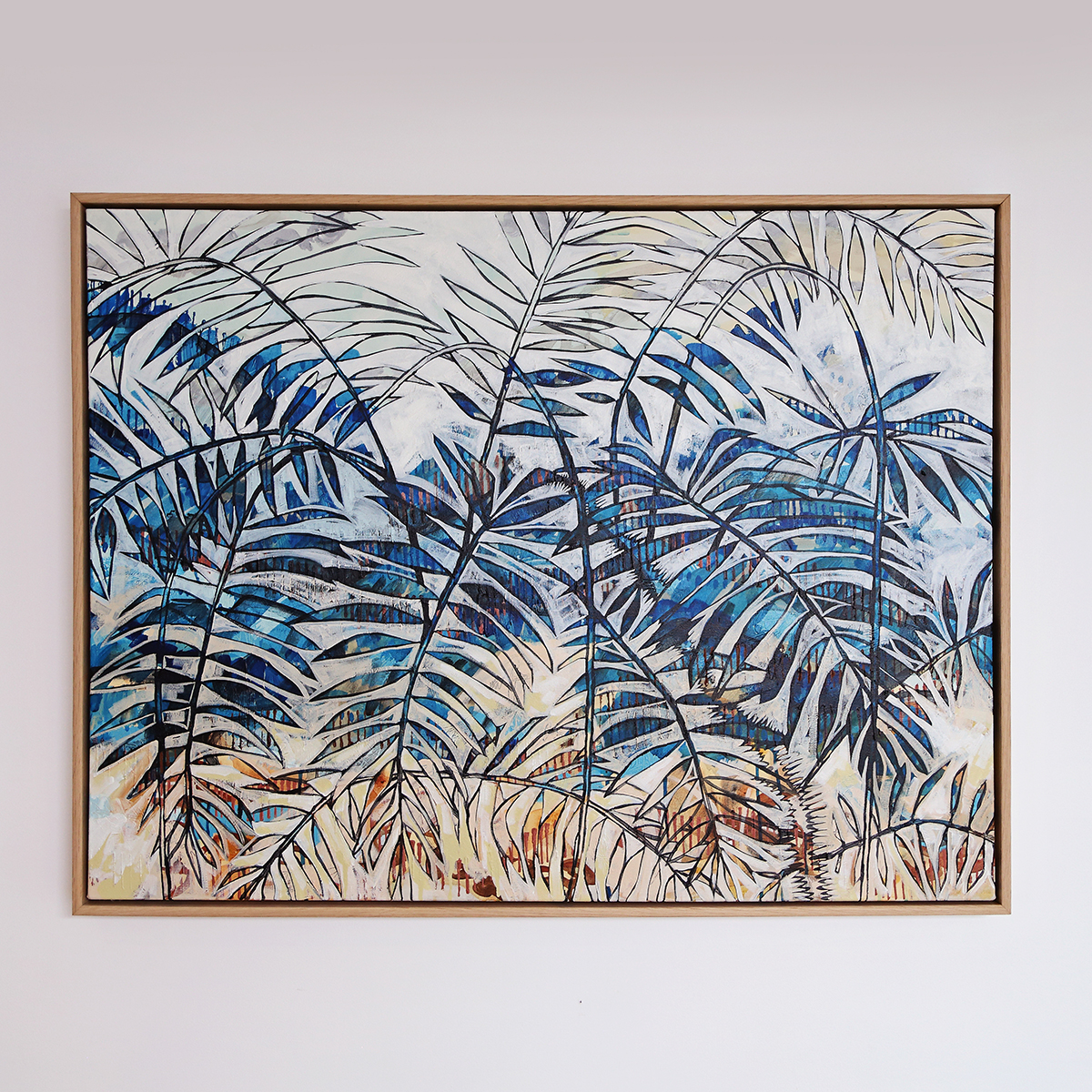 Lr 004 Wait A While Moment Ii Smith & Brooks Tropical Art White And Blue Statement Art Buy Wall Art