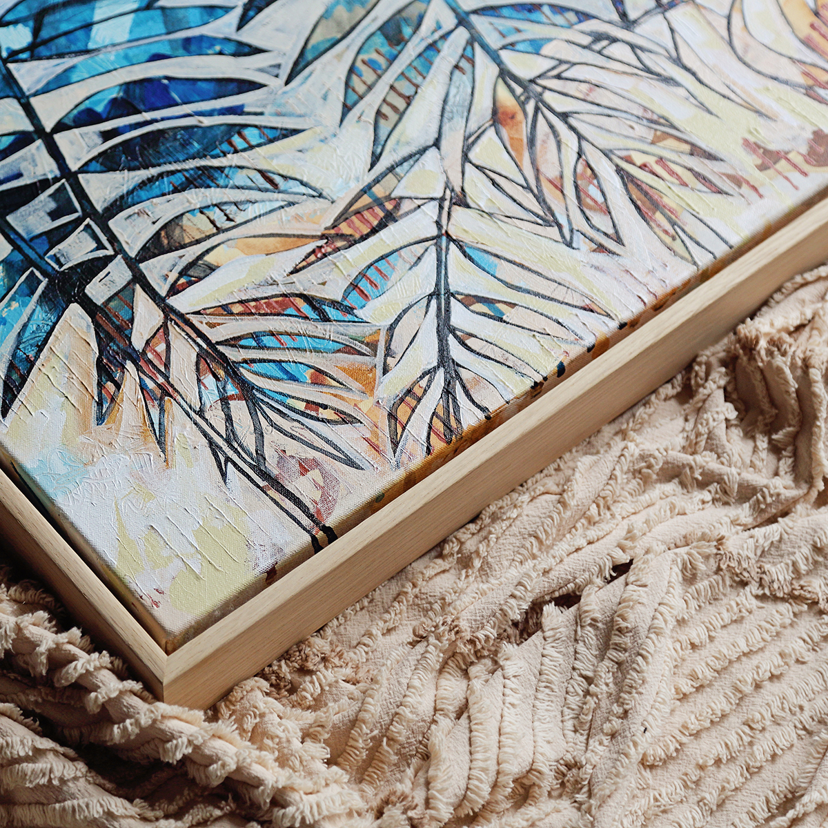 Lr 033 Wait A While Moment Ii Smith & Brooks Tropical Art White And Blue Statement Art Buy Wall Art