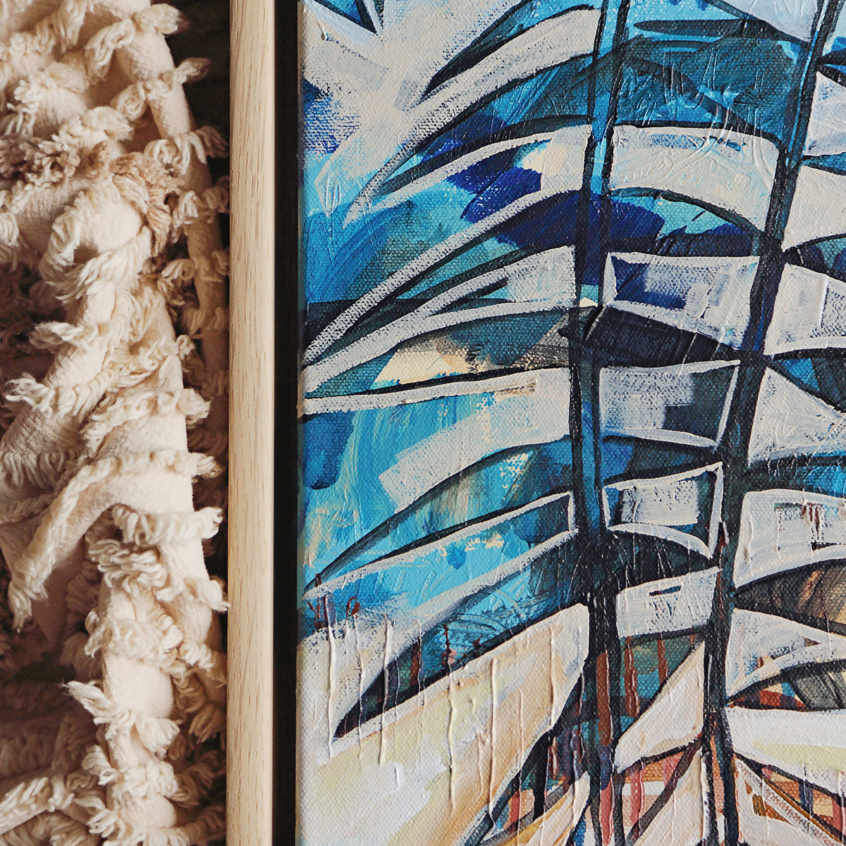 Lr 037 Wait A While Moment Ii Smith & Brooks Tropical Art White And Blue Statement Art Buy Wall Art