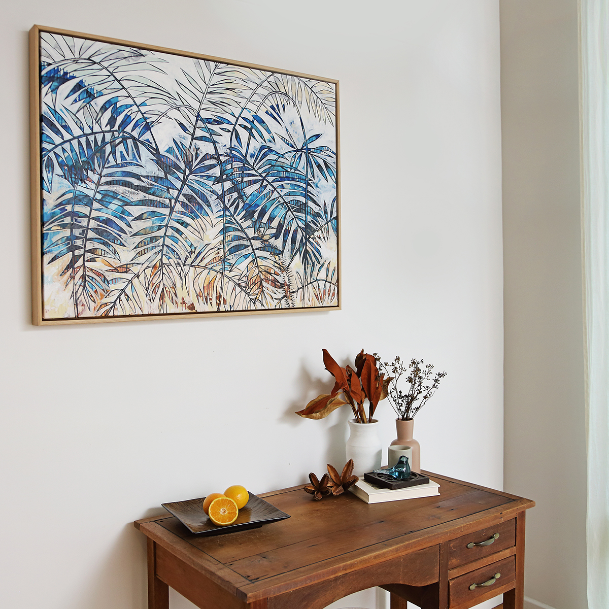 Lr 047 Wait A While Moment Ii Smith & Brooks Tropical Art White And Blue Statement Art Buy Wall Art