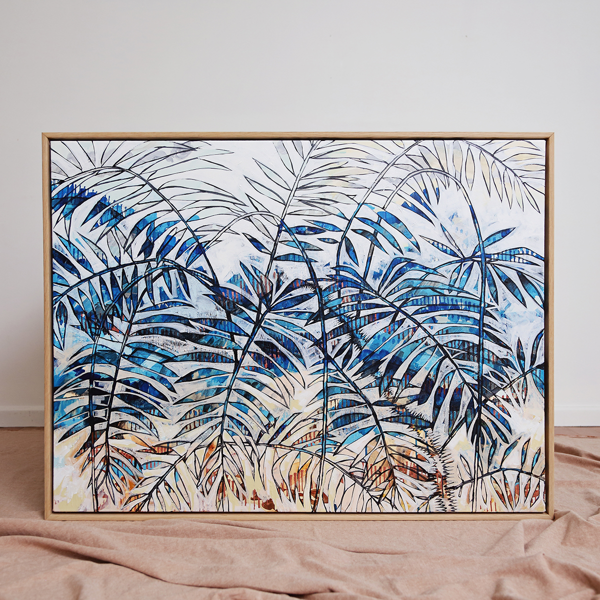 Lr 078 Wait A While Moment Ii Smith & Brooks Tropical Art White And Blue Statement Art Buy Wall Art