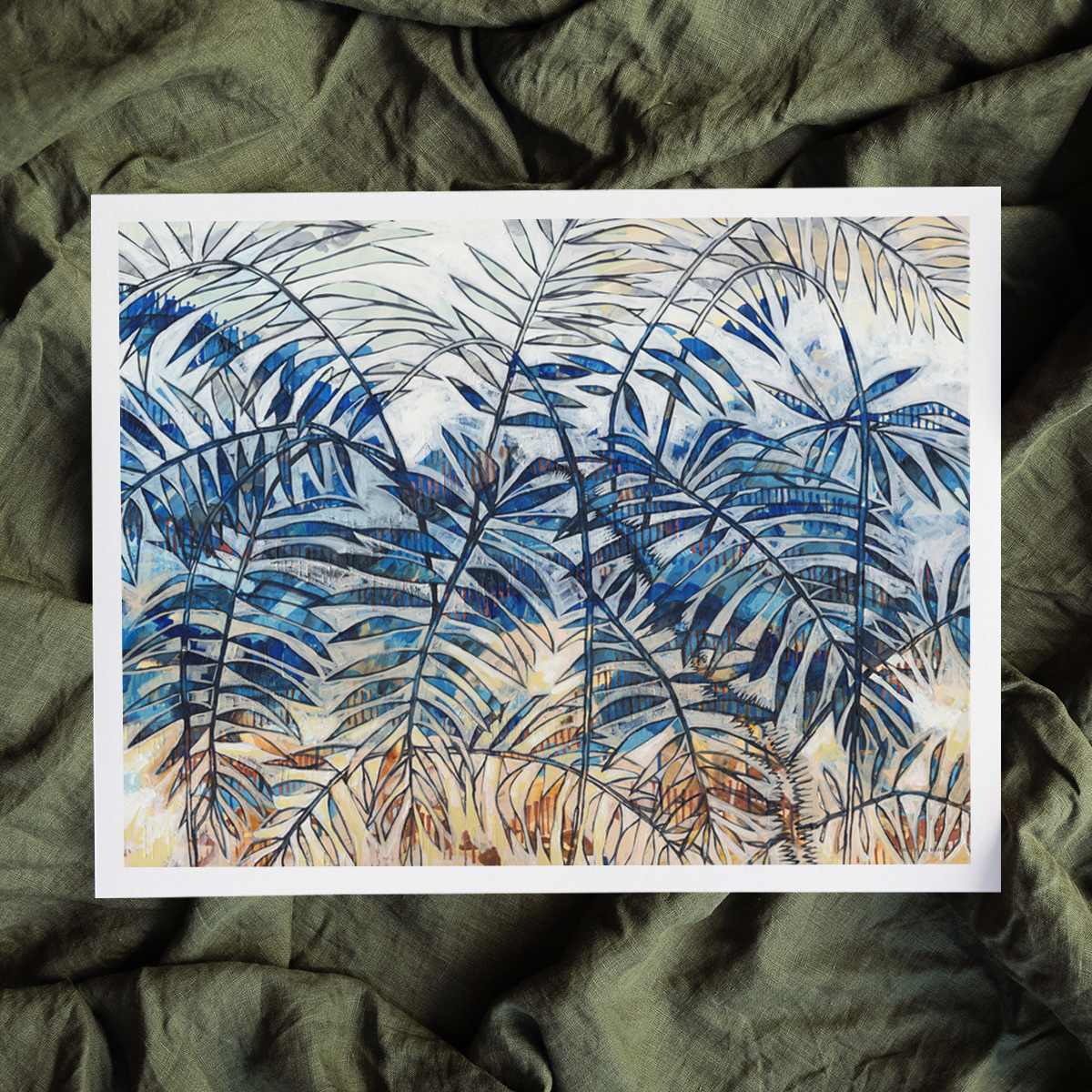 Lr 089 Wait A While Moment Ii Smith & Brooks Tropical Art White And Blue Statement Art Buy Wall Art