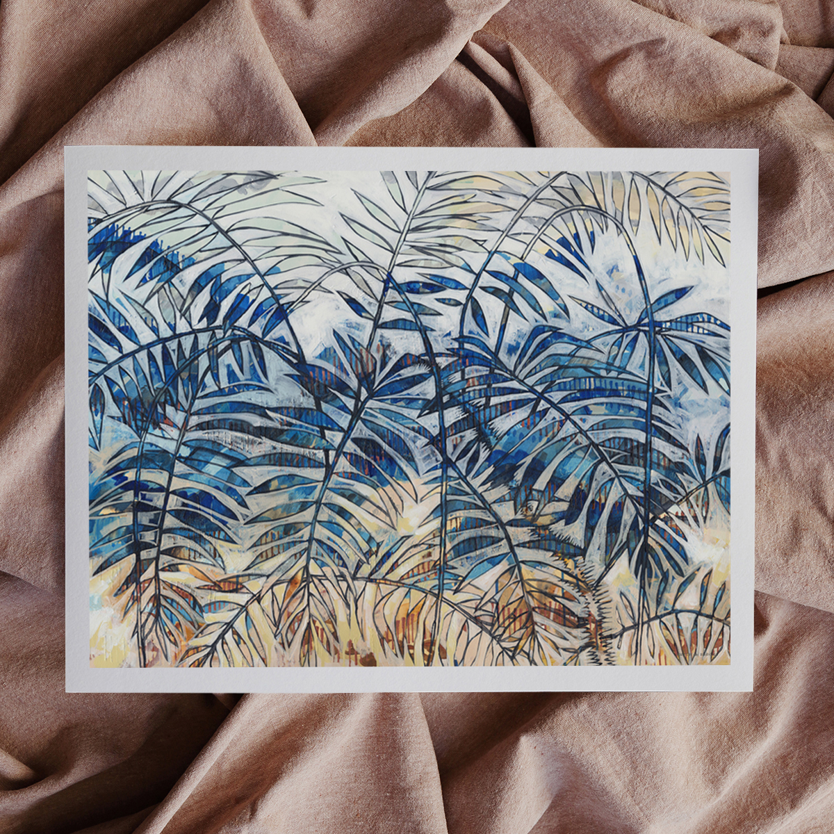 Lr 090 Wait A While Moment Ii Smith & Brooks Tropical Art White And Blue Statement Art Buy Wall Art