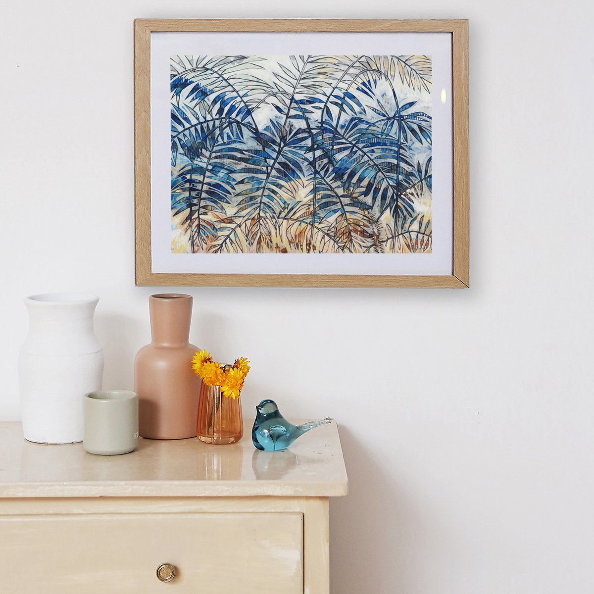 Lr 091 Wait A While Moment Ii Smith & Brooks Tropical Art White And Blue Statement Art Buy Wall Art