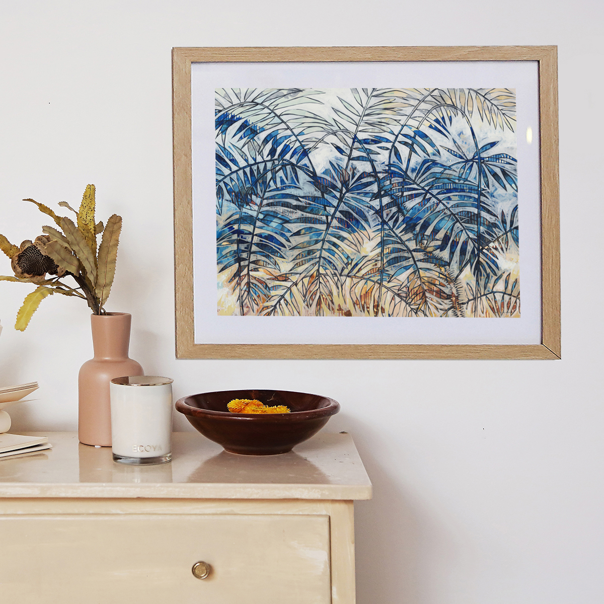 Lr 092 Wait A While Moment Ii Smith & Brooks Tropical Art White And Blue Statement Art Buy Wall Art