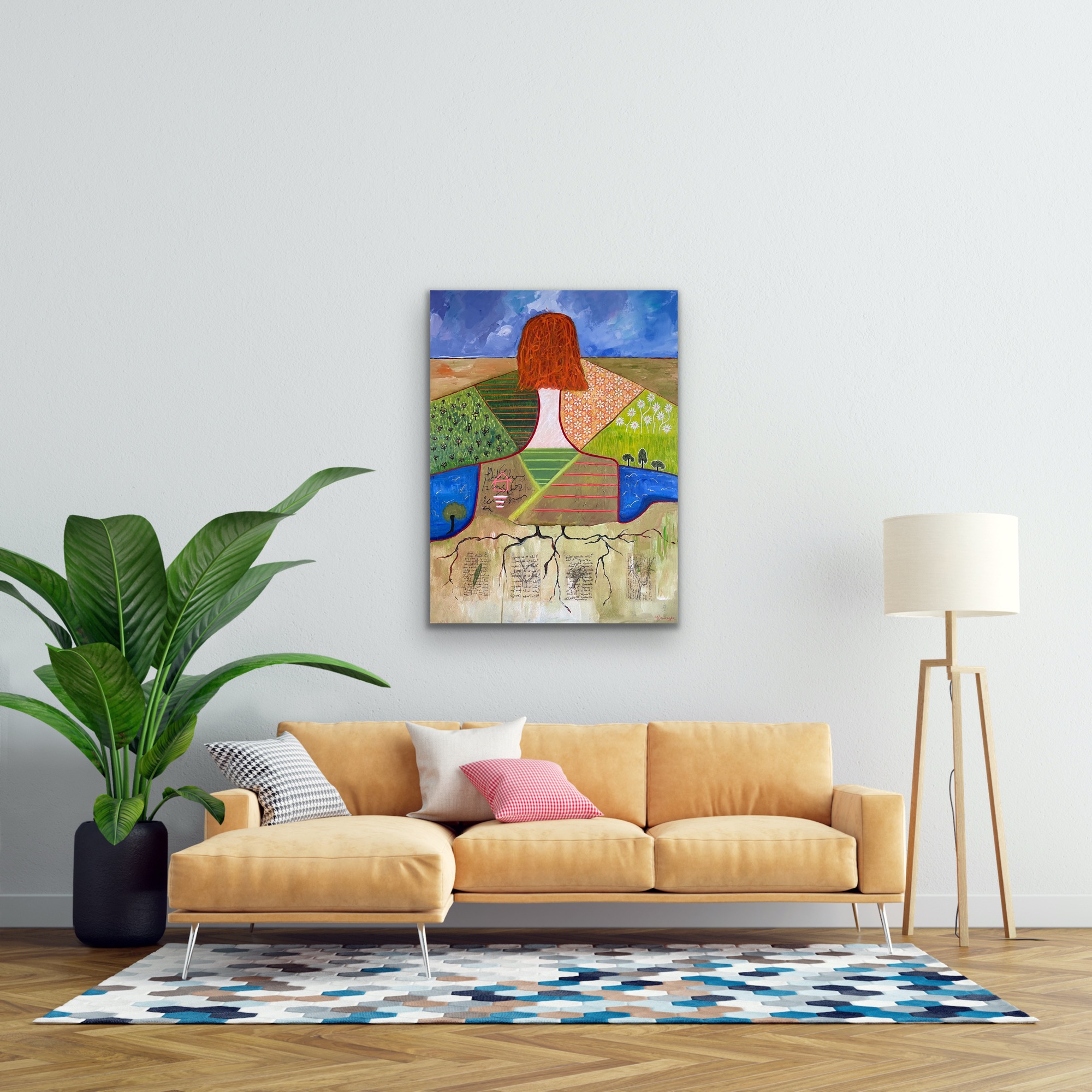 Unfamiliar Grounds Insitu Above Yellow Couch