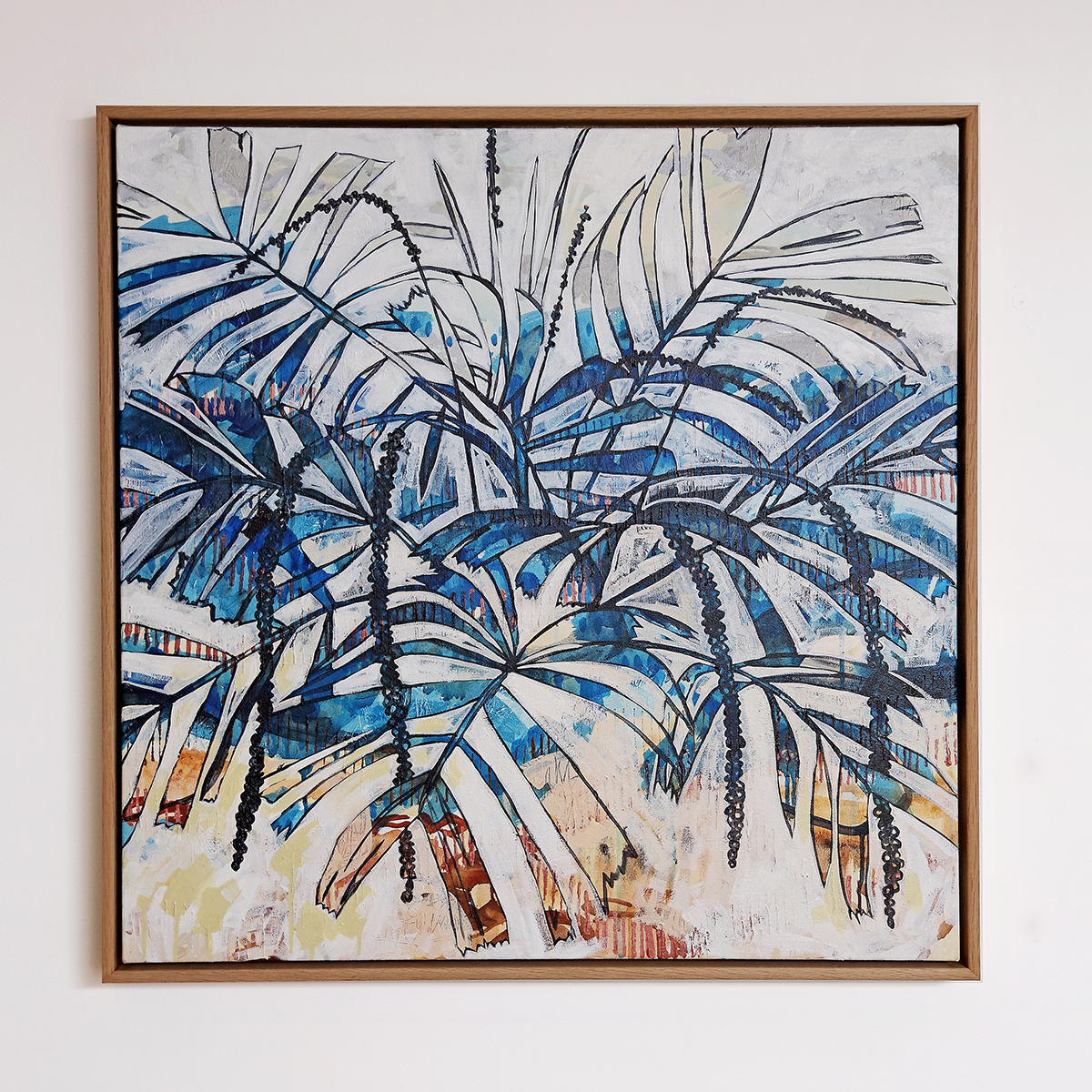 Lr 004 Walking Stick Palm Moment I Smith & Brooks Coastal Art White And Blue Statement Art Buy Local Art