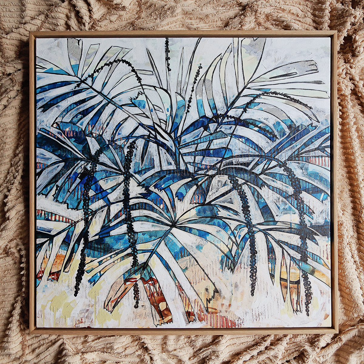 Lr 020 Walking Stick Palm Moment I Smith & Brooks Coastal Art White And Blue Statement Art Buy Local Art