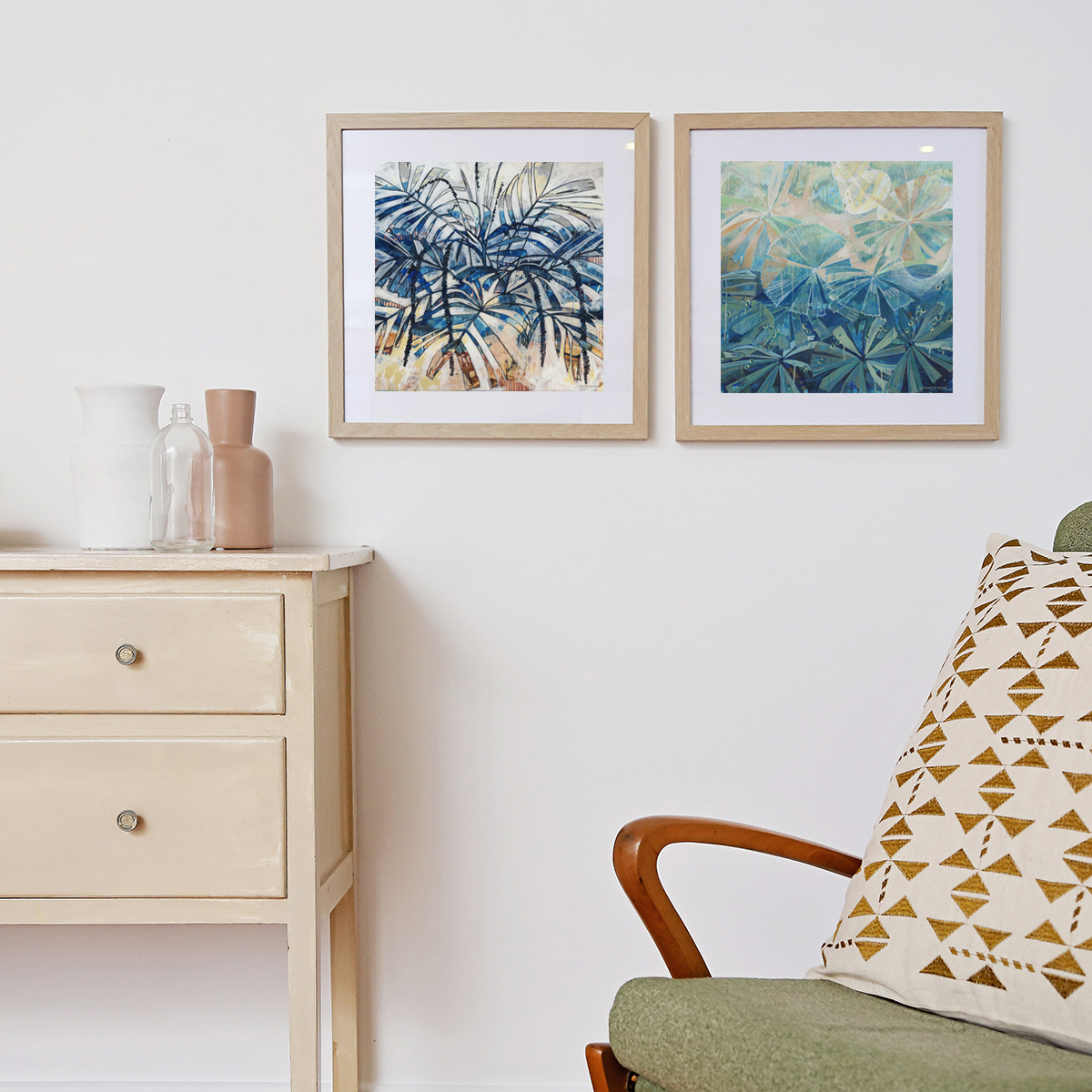 Lr 080 Walking Stick Palm Moment I Smith & Brooks Coastal Art White And Blue Statement Art Buy Local Art