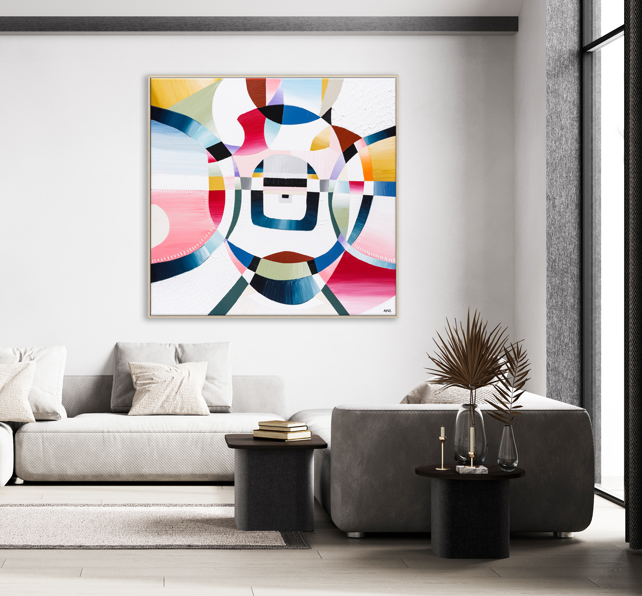 Contemporary Gray White Interior With Furniture And Decor. 3d Re