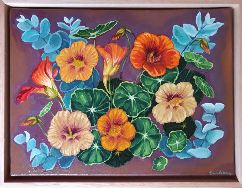 Nasturtiums and Eucalyptus