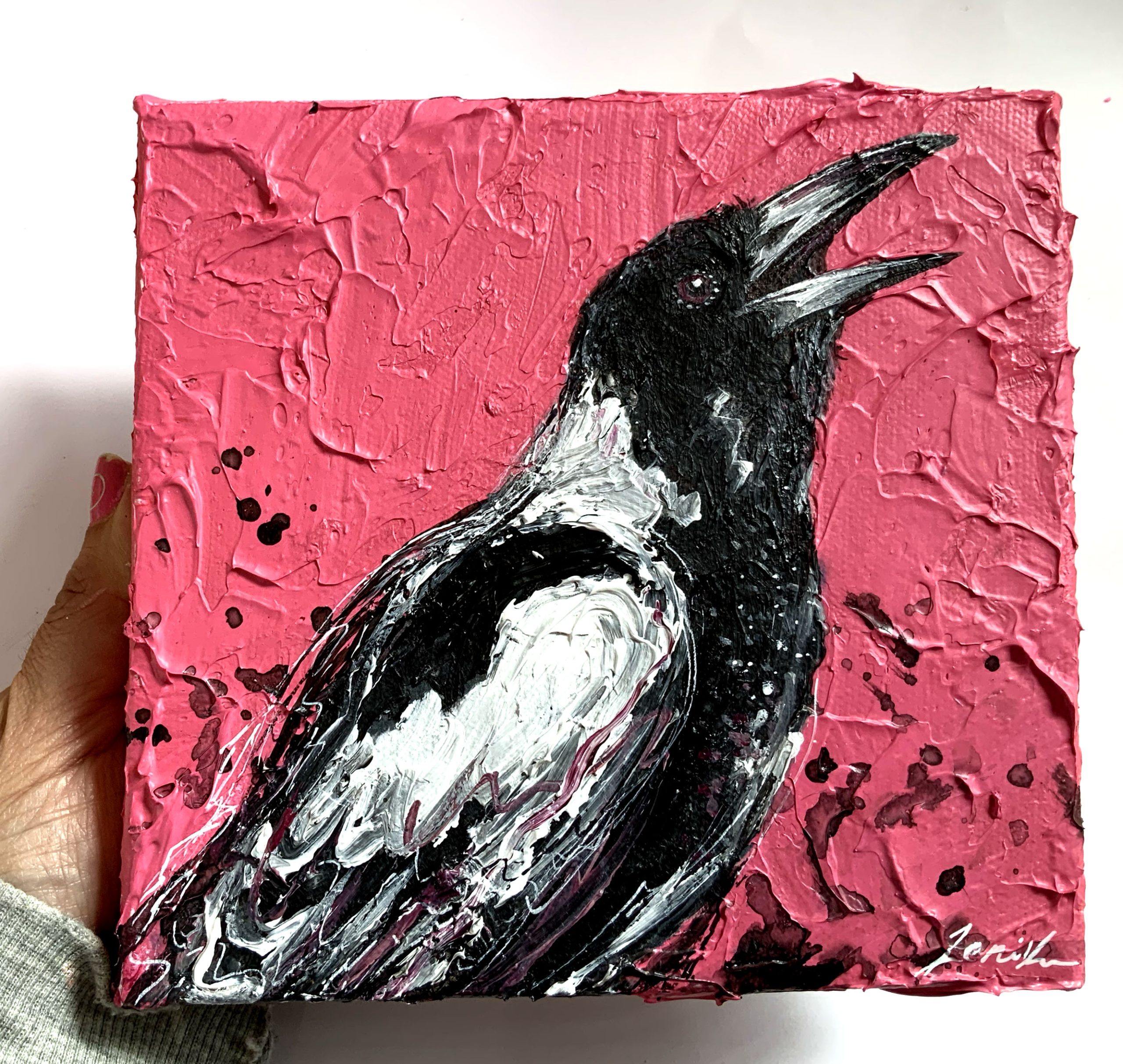 Leni Kae Magpie Spirit Calling Mini Art 