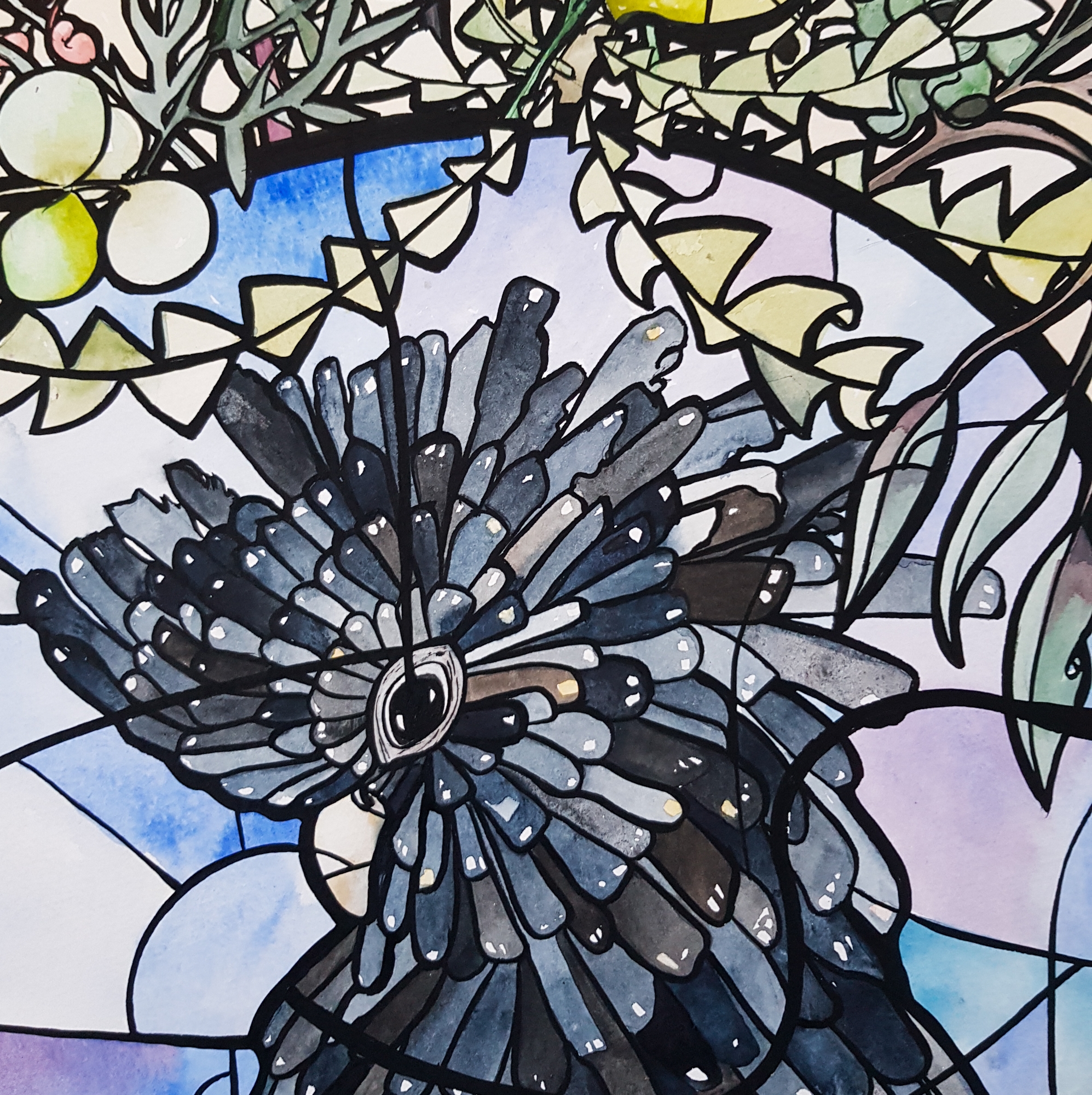 Black Cockatoo Vase By Nicola Cowie Detail