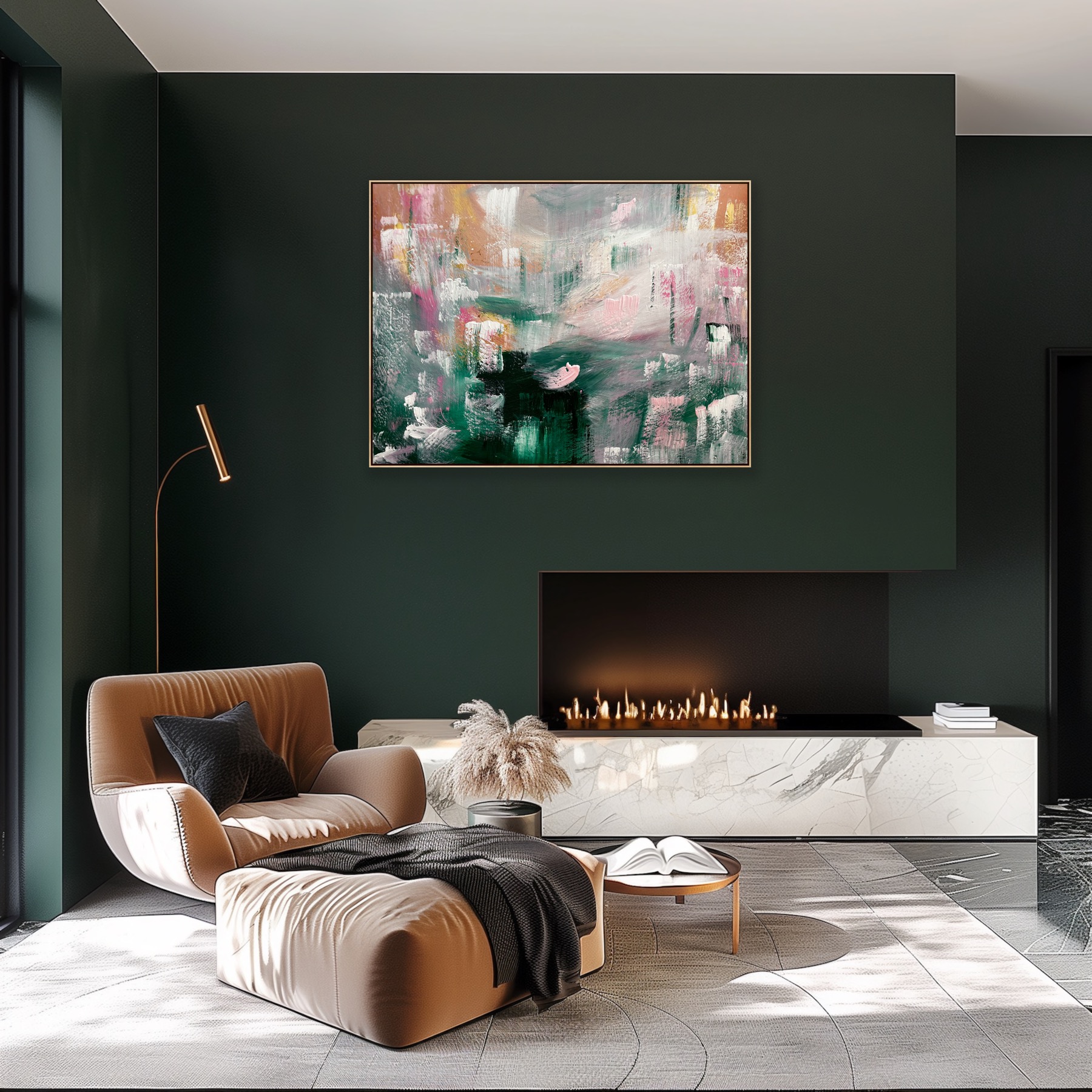 Green Fireplace Alanah Jarvis Abstract Art