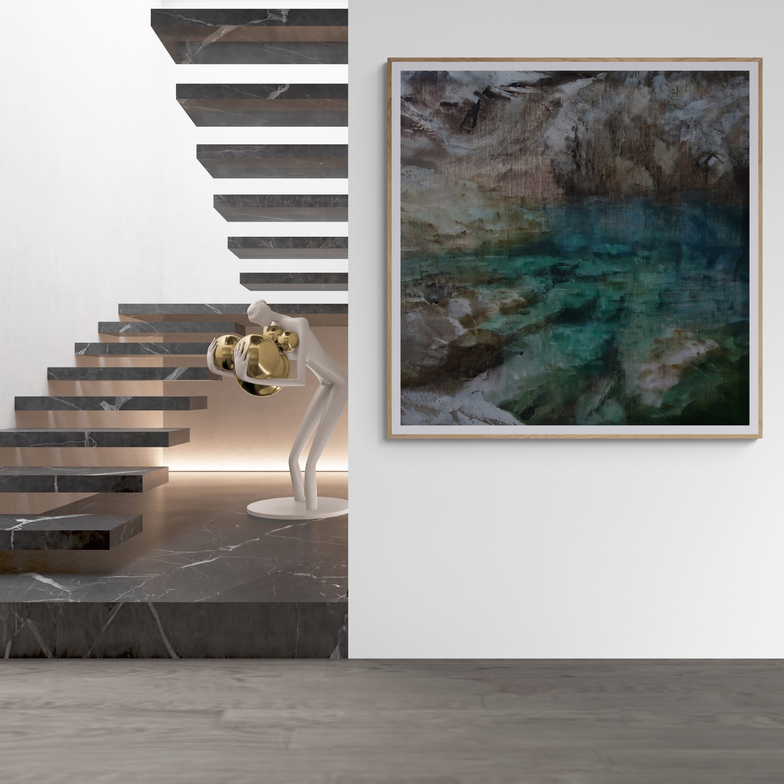 Canvy Crystal Tide 1 Stairwell With Contemporary Sculpture