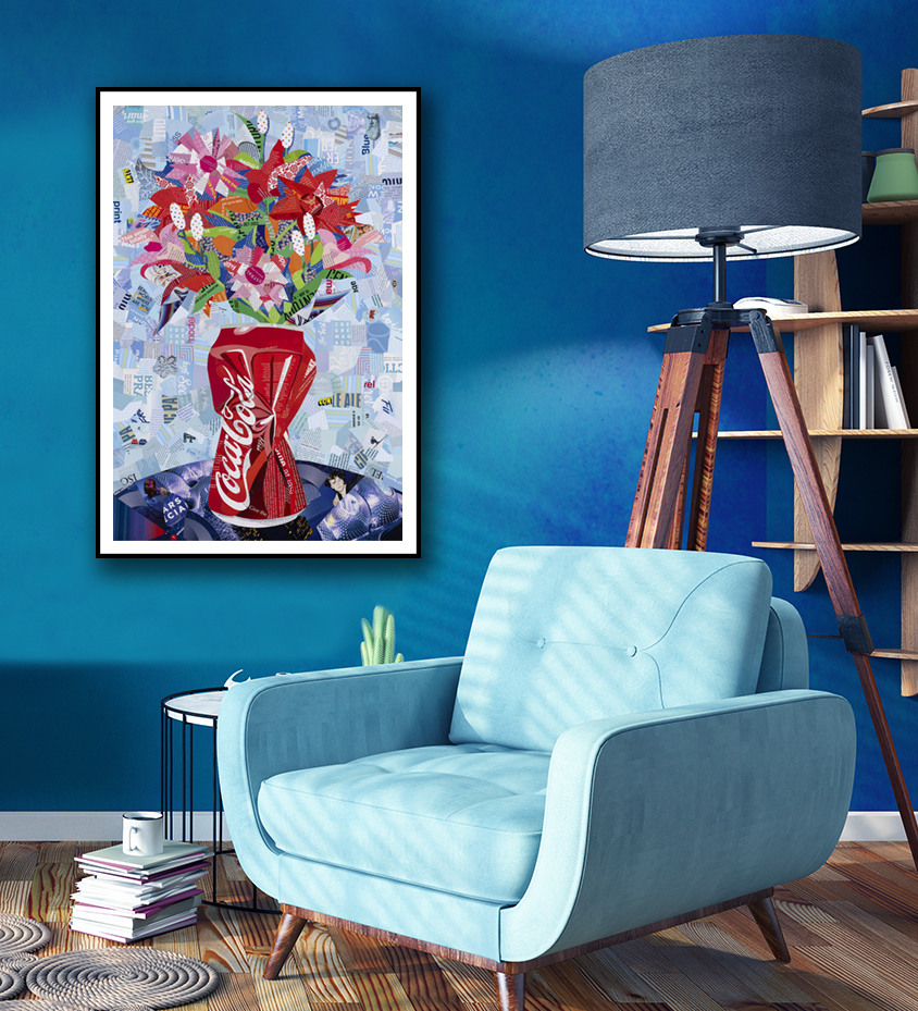 Relaxing At Home Concept With Cozy Living Room Full Of Books Armchair Music Player And A Empty Picture Frame