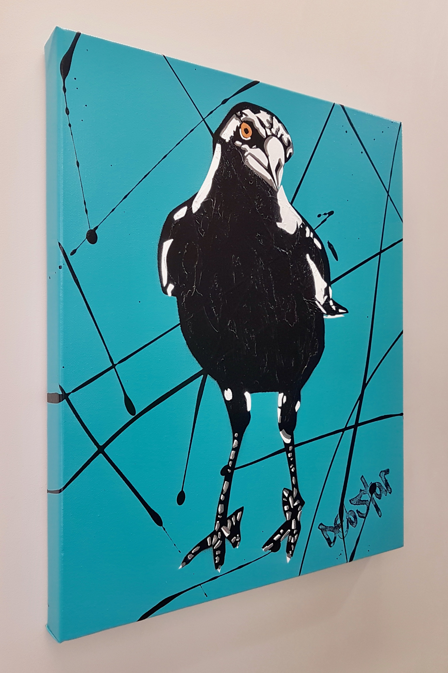 Magpie Blue Pop Art Deborah Lang Art Urban Canvas 3