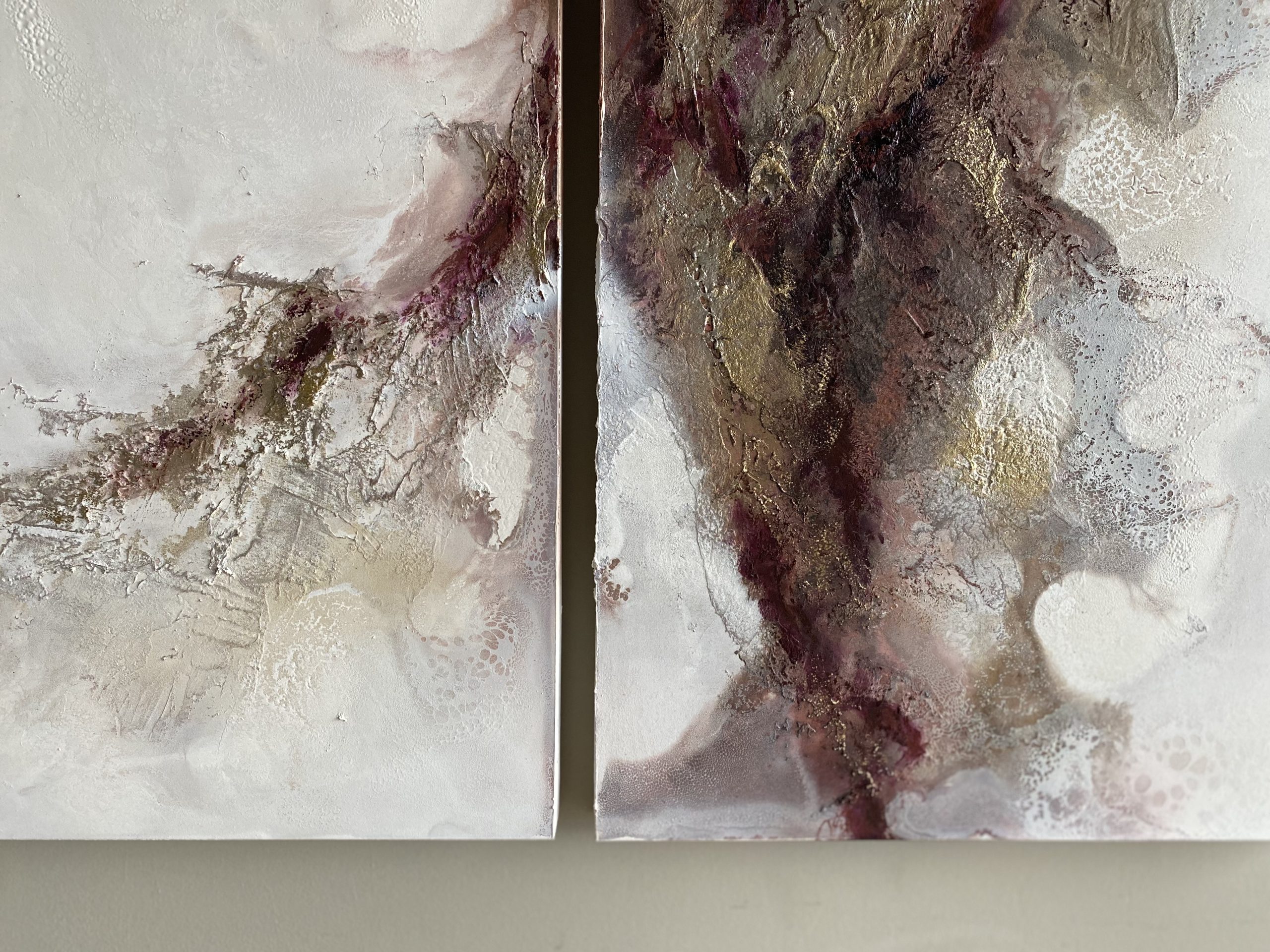 Metallic Gold And Burgundy Artwork By Petra Meiklert3