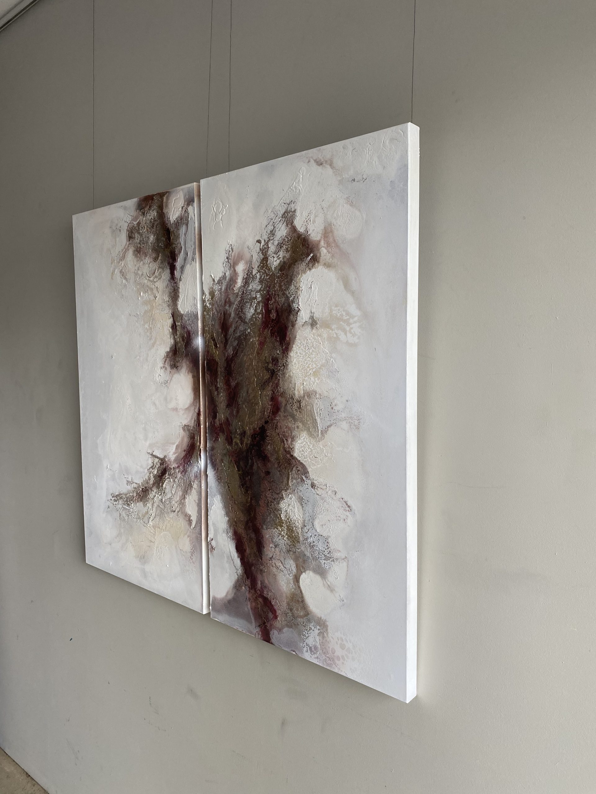 Earthy Abstract Diptych Painting By Petra Meiklert2