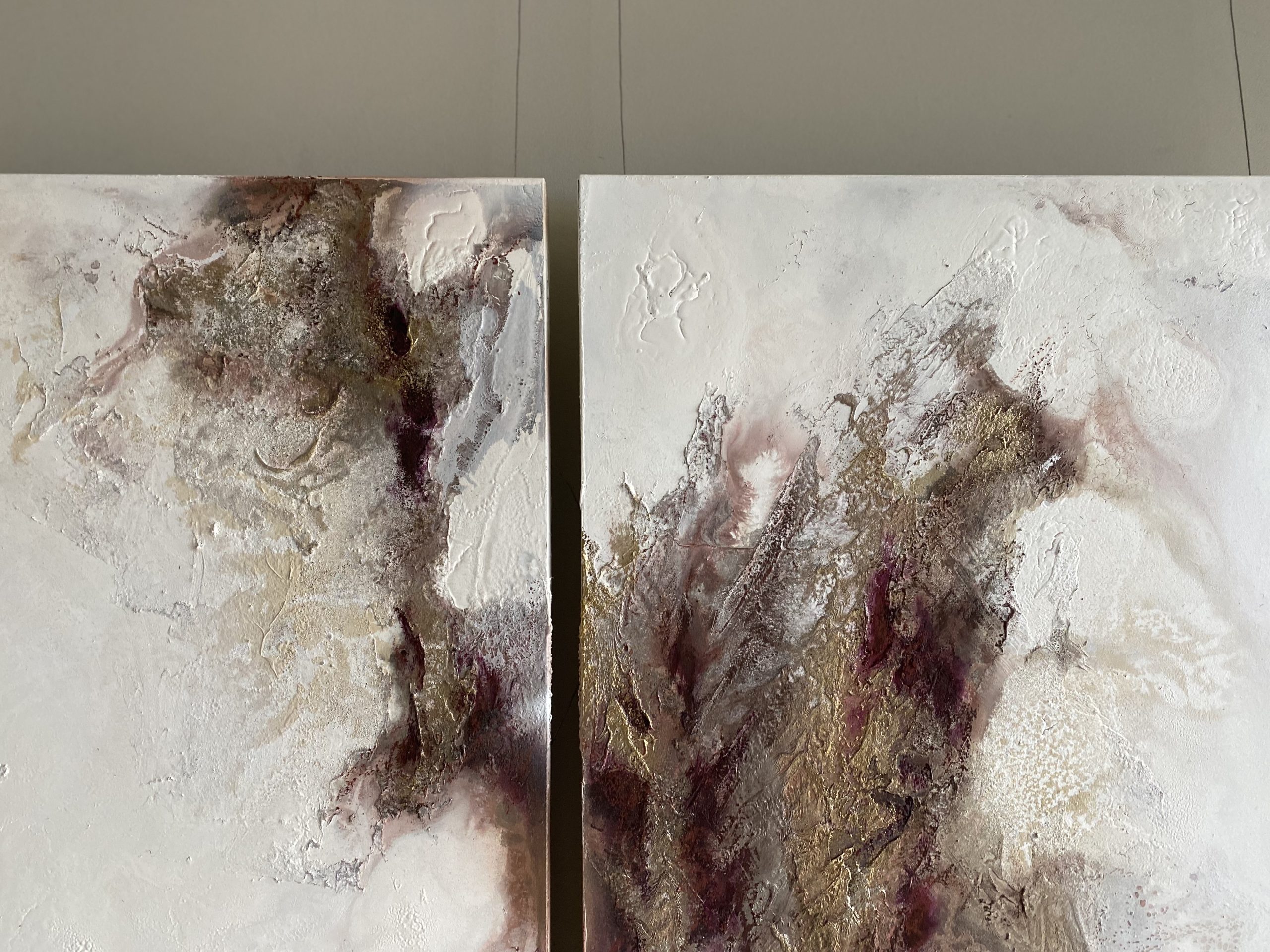 Earthy Abstract Diptych Painting By Petra Meiklert3