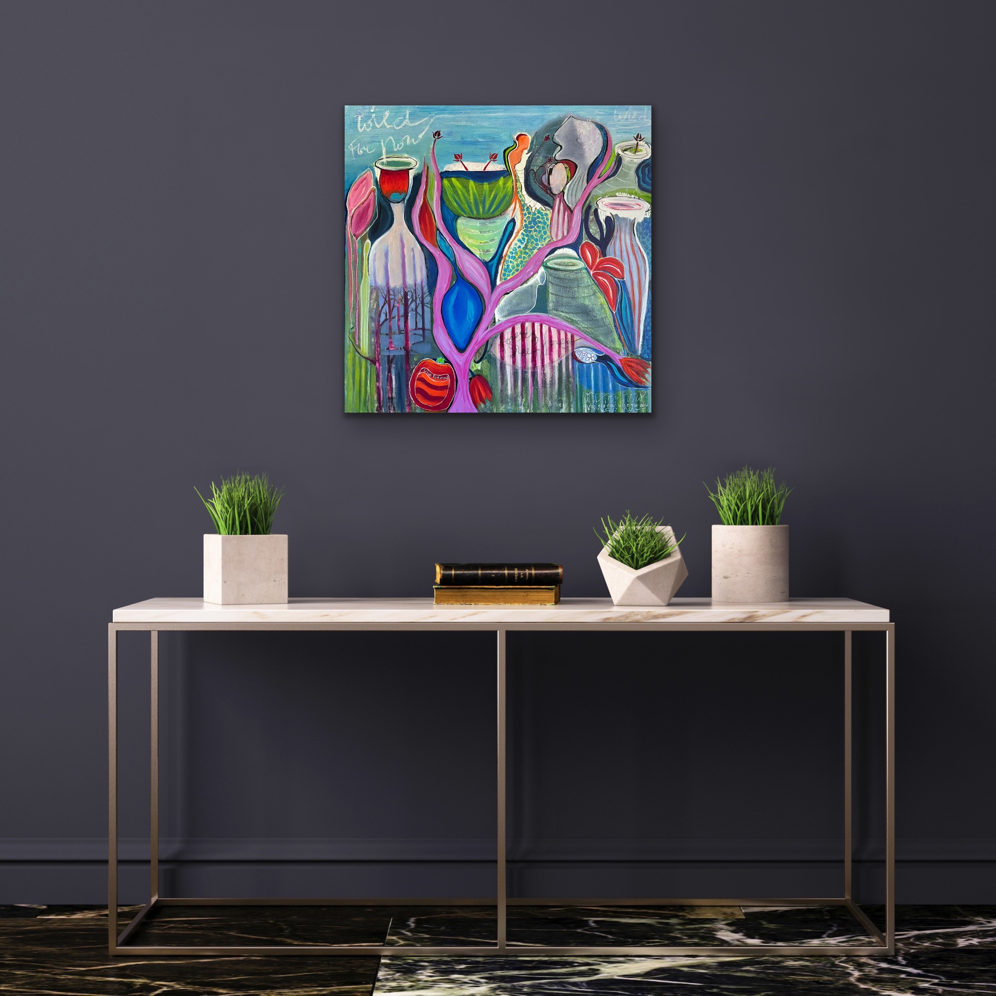 Wild For Now Insitu Blue Wall Above Table