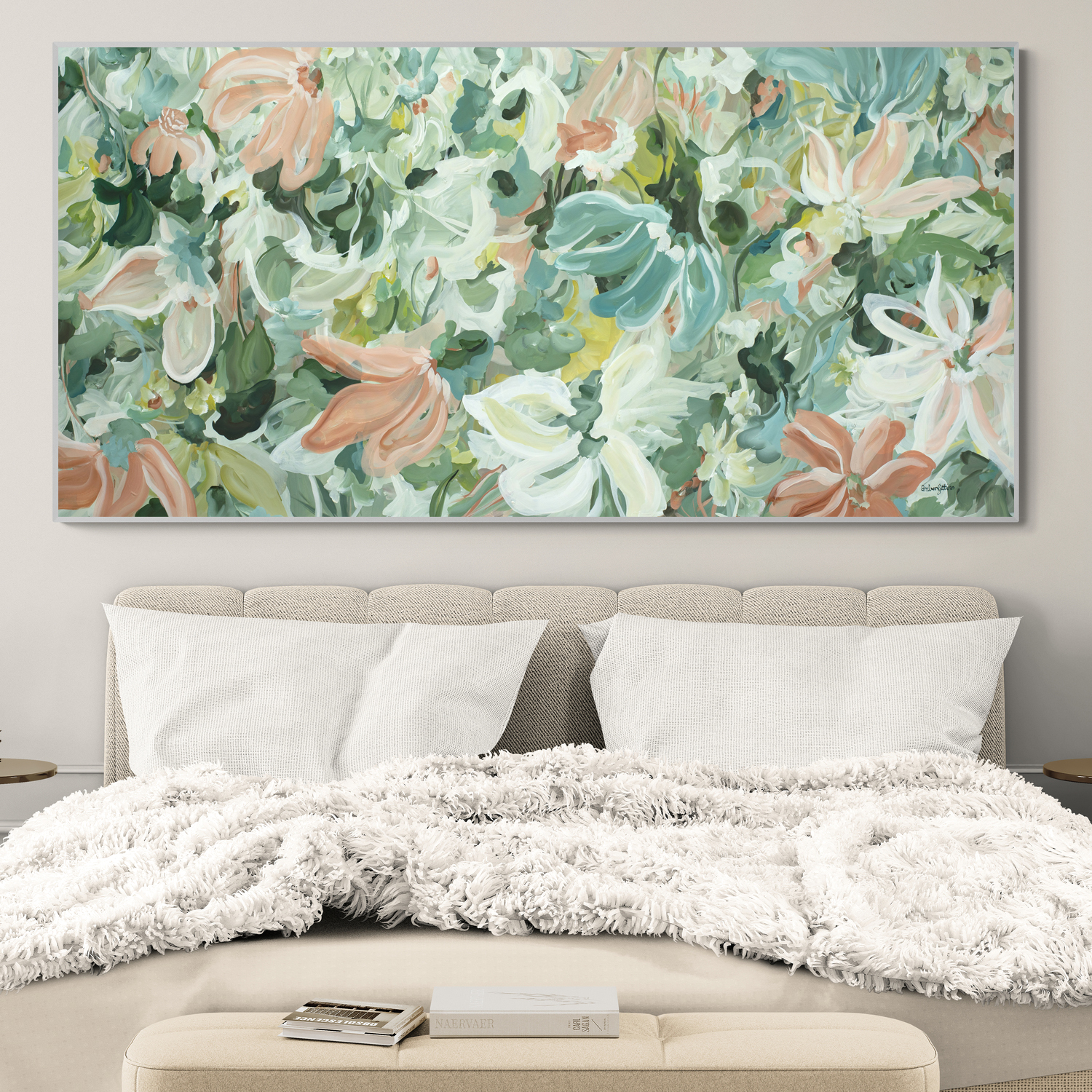 Blushing Flowers Original Art Room 2