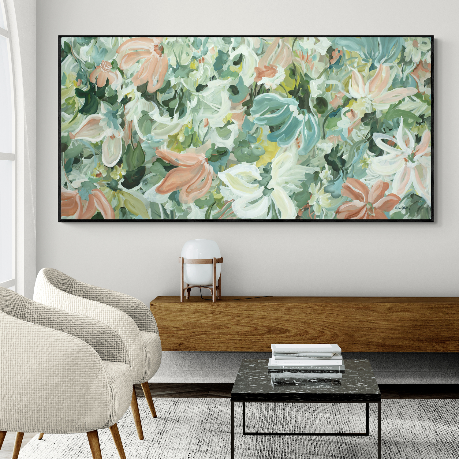 Blushing Flowers Original Art Room 3