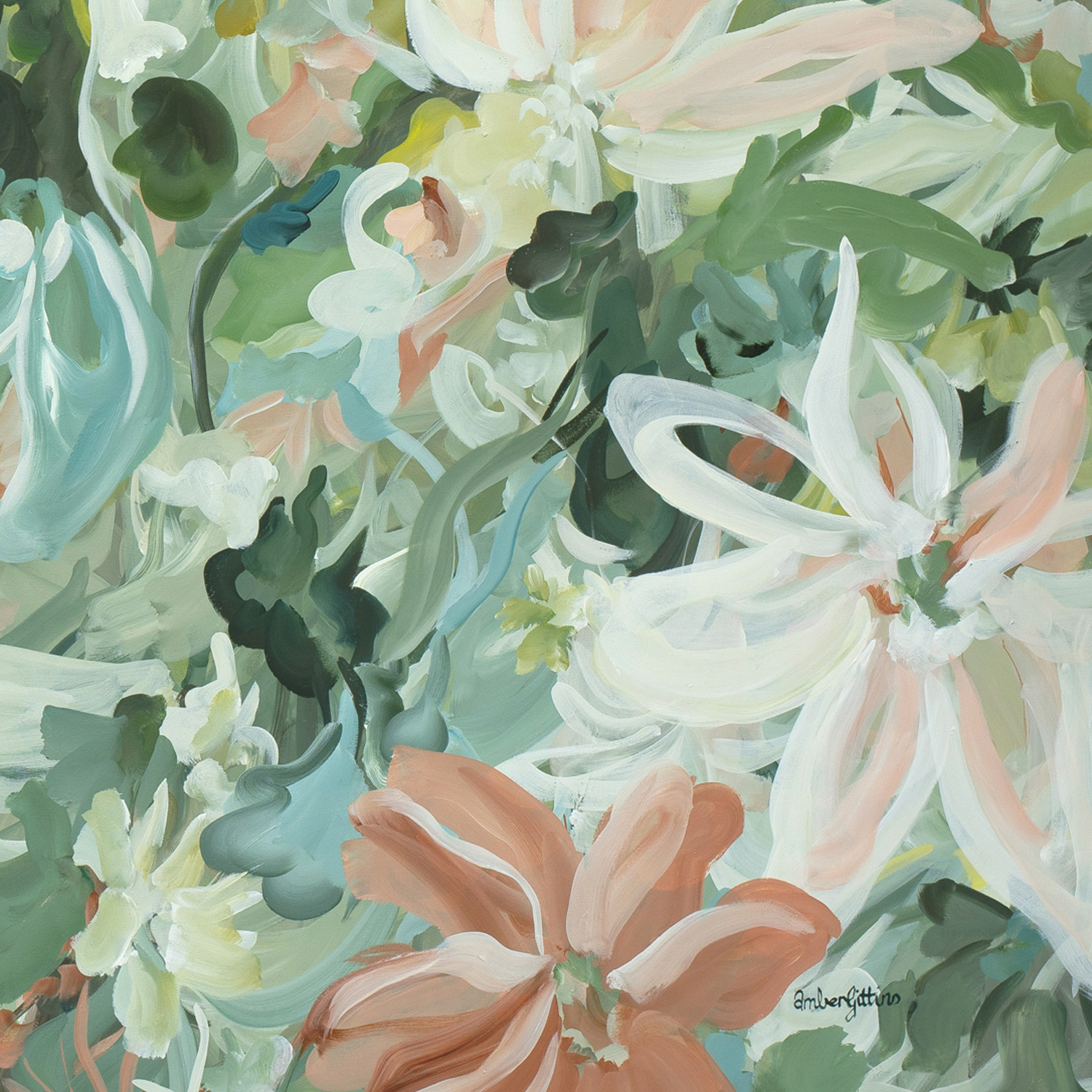 Blushing Flowers Original Art By Amber Gittins Signature