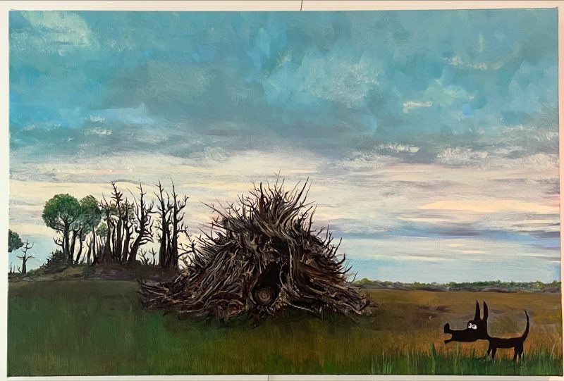 Black Dog In Landscape