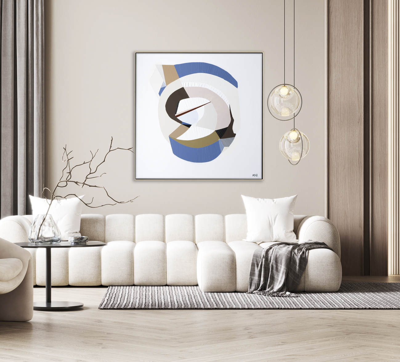 Minimalist Modern Living Room Interior Background, Living Room Mockup, Empty Wall Mockup, 3d Rendering