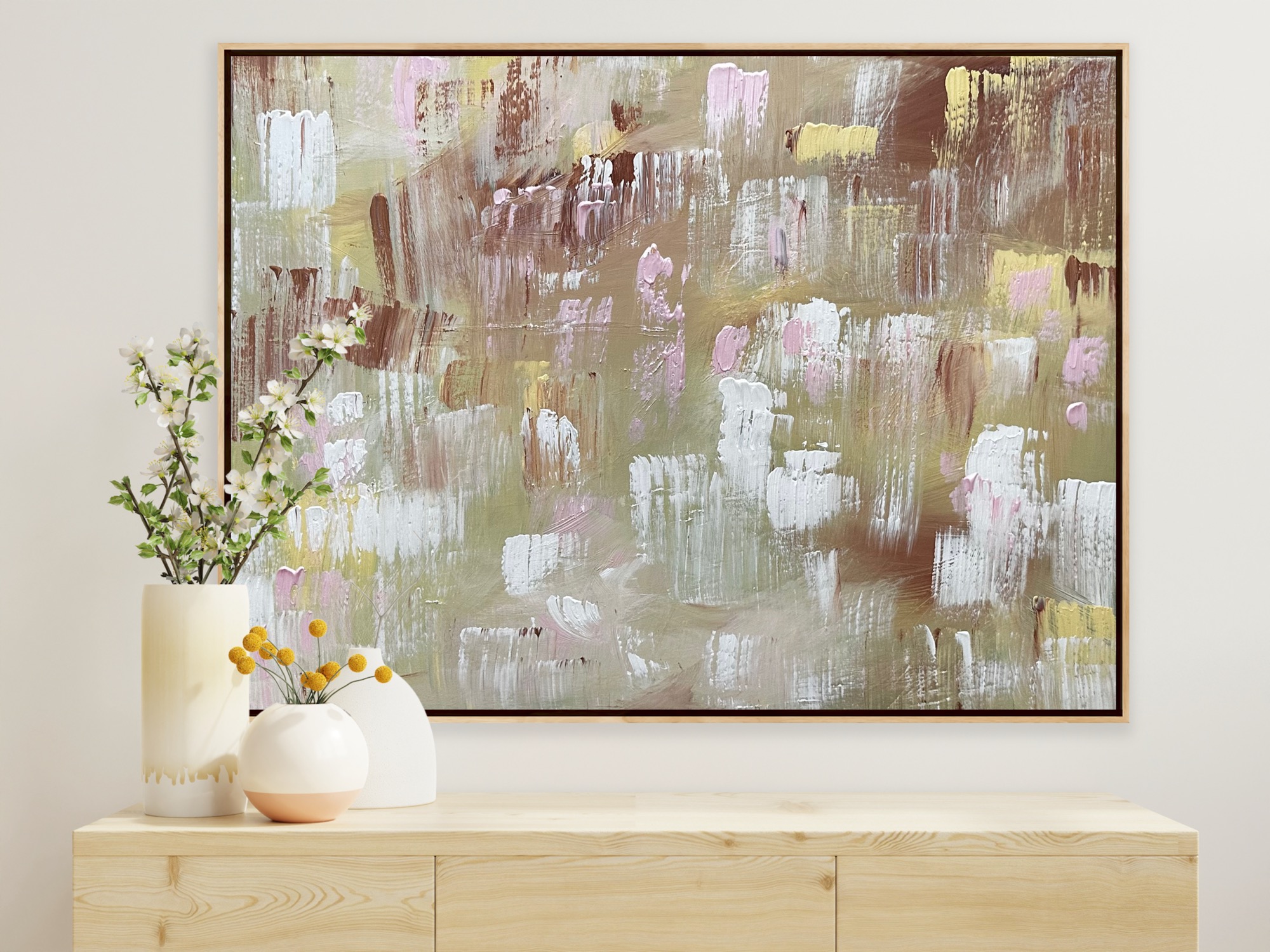 Framed Light Timber Interior Alanah Jarvis Art