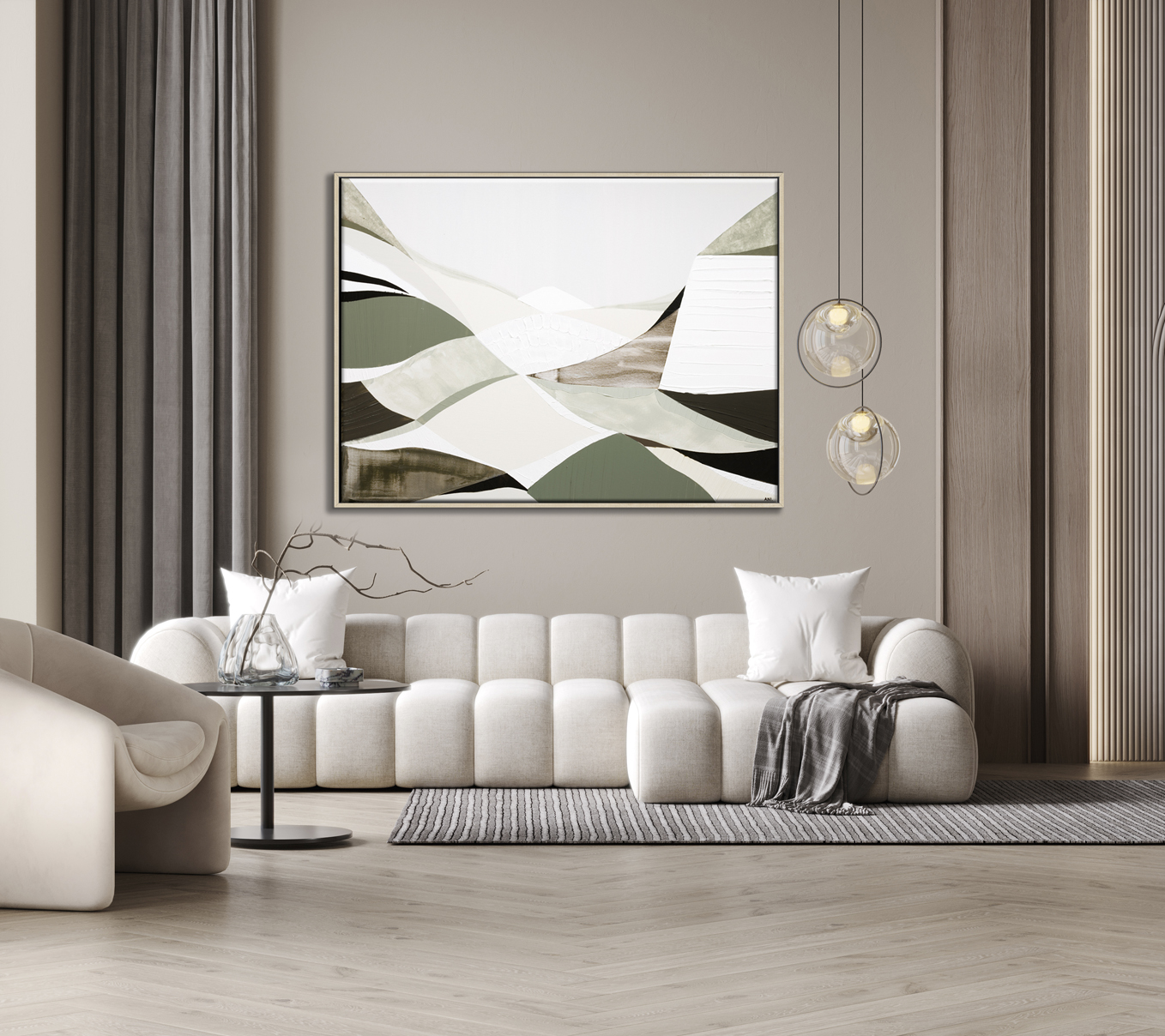 Minimalist Modern Living Room Interior Background, Living Room Mockup, Empty Wall Mockup, 3d Rendering