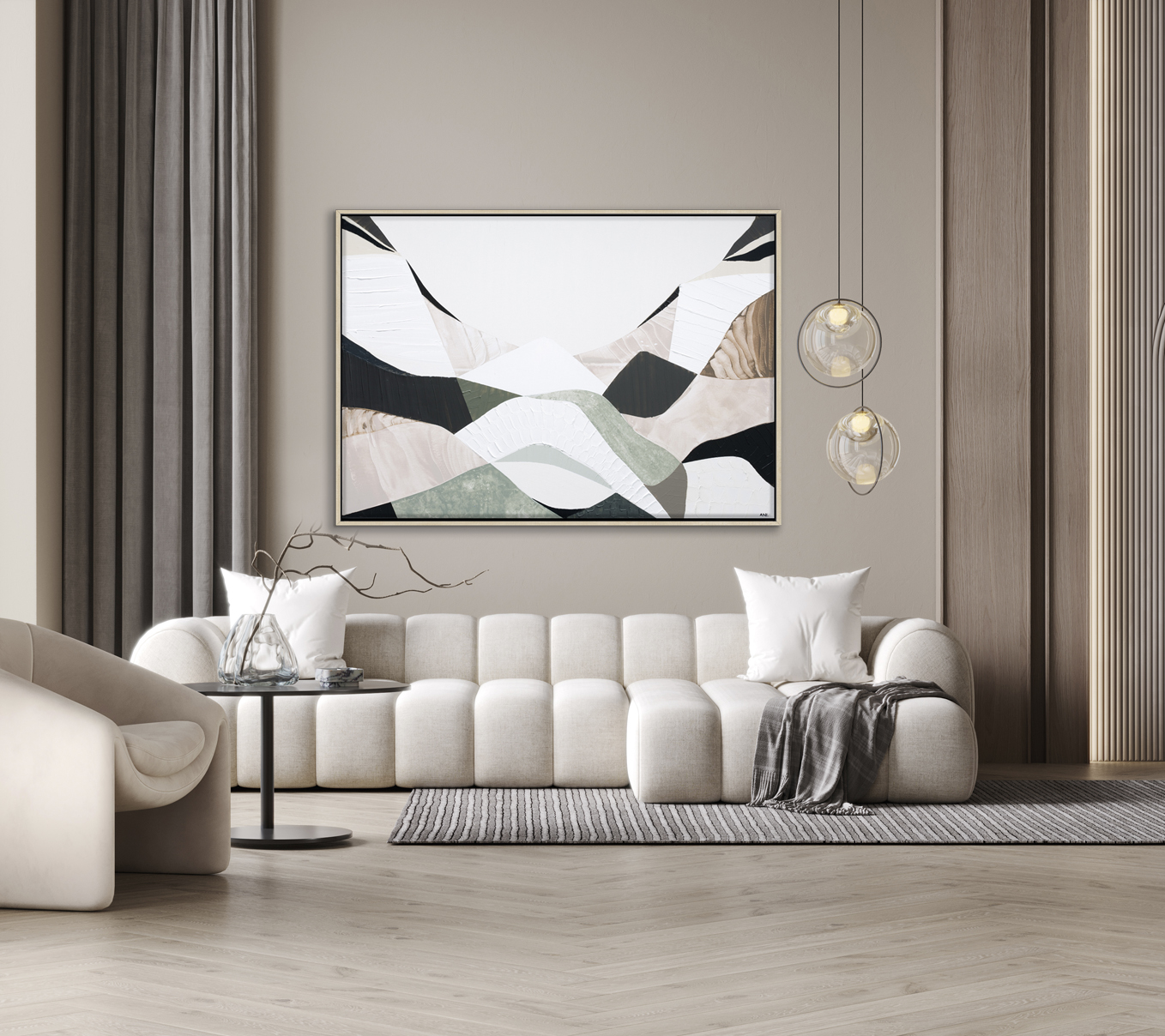 Minimalist Modern Living Room Interior Background, Living Room Mockup, Empty Wall Mockup, 3d Rendering