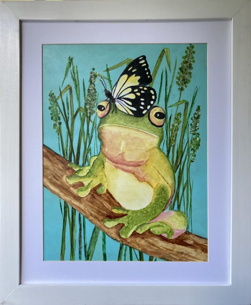 Green Tree Frog and Monarch Butterfly