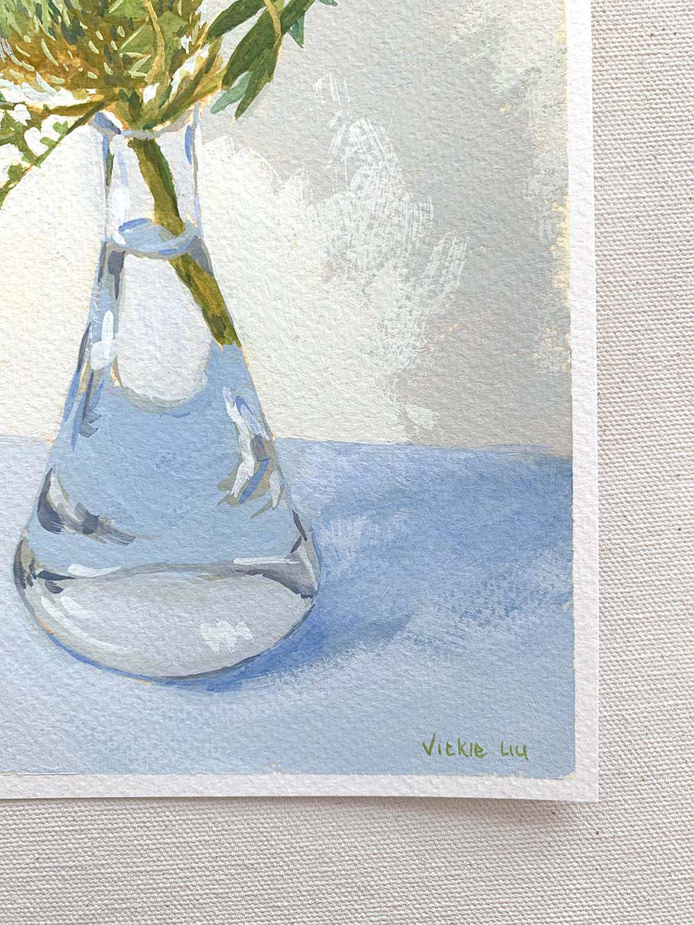 Vickie Liu Birds Nest Banksia In Flask Still Life Painting 20x25 Signature