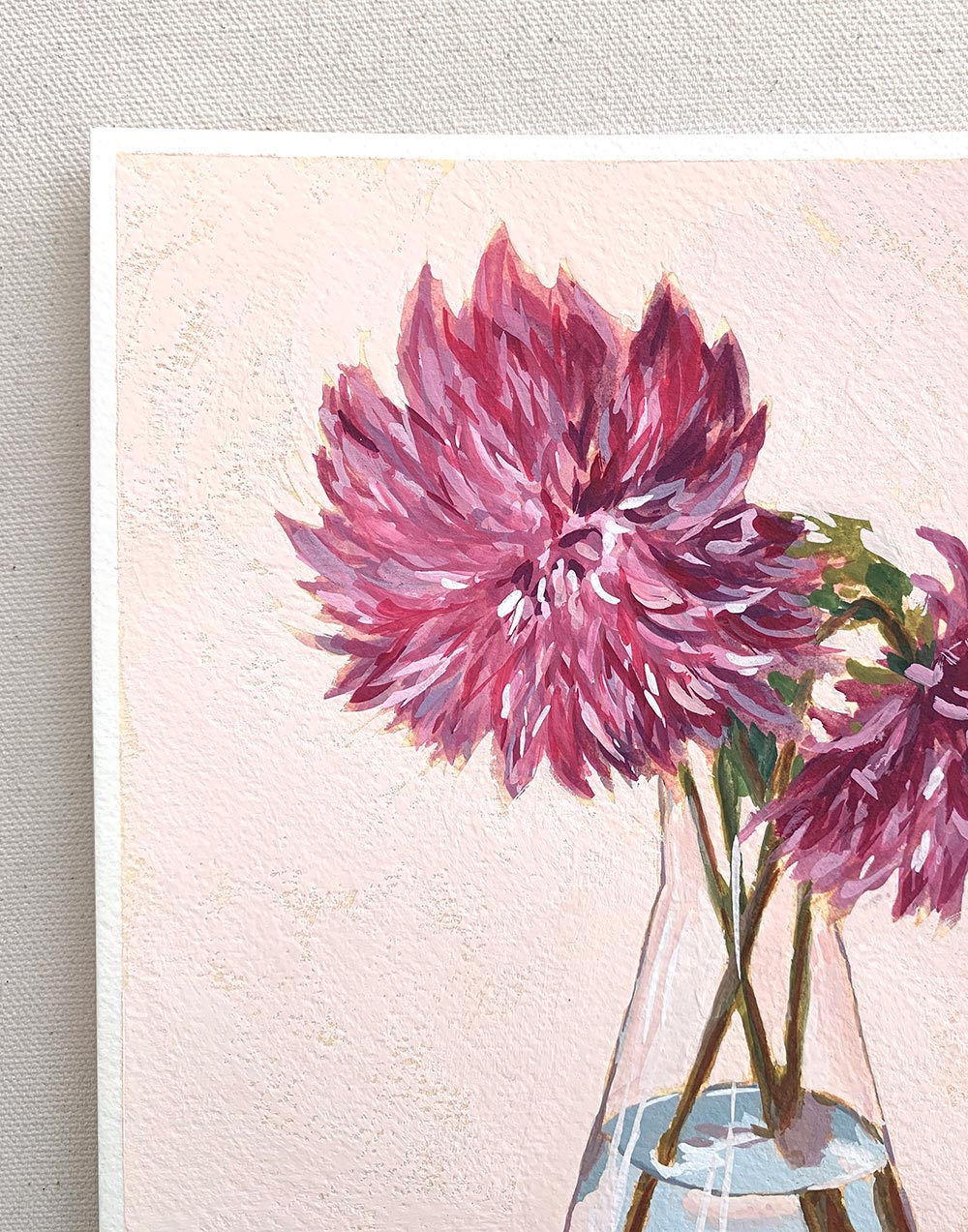 Vickie Liu Purple Dahlias In Flask Still Life 20x25cm Detail 2