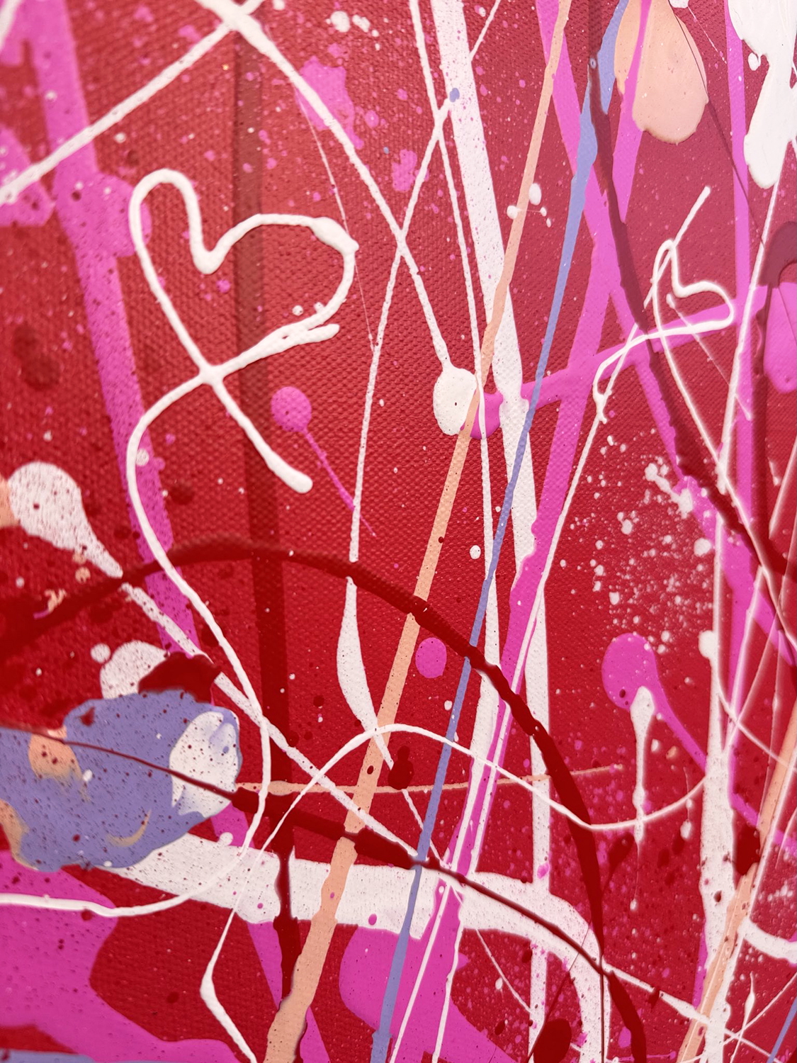 Passion Ii Abstract Painting White Heart Closeup