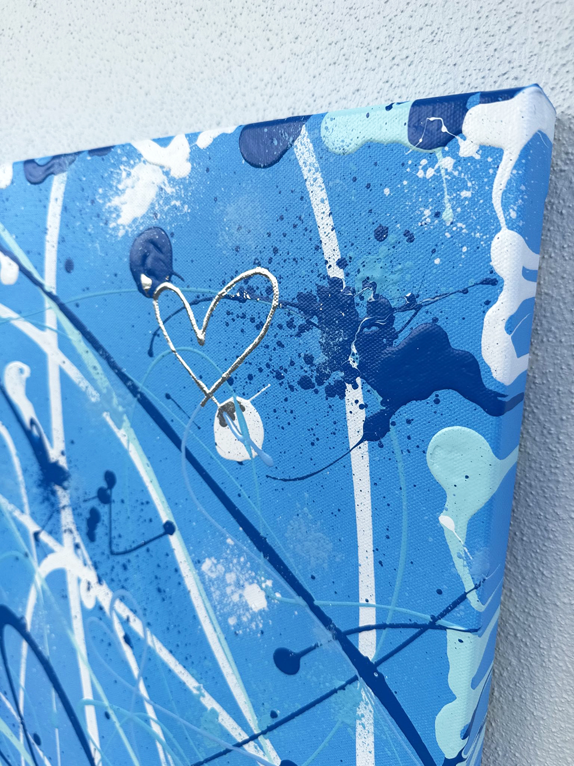 Something Blue Contemporary Abstract Painting Top Left Edge