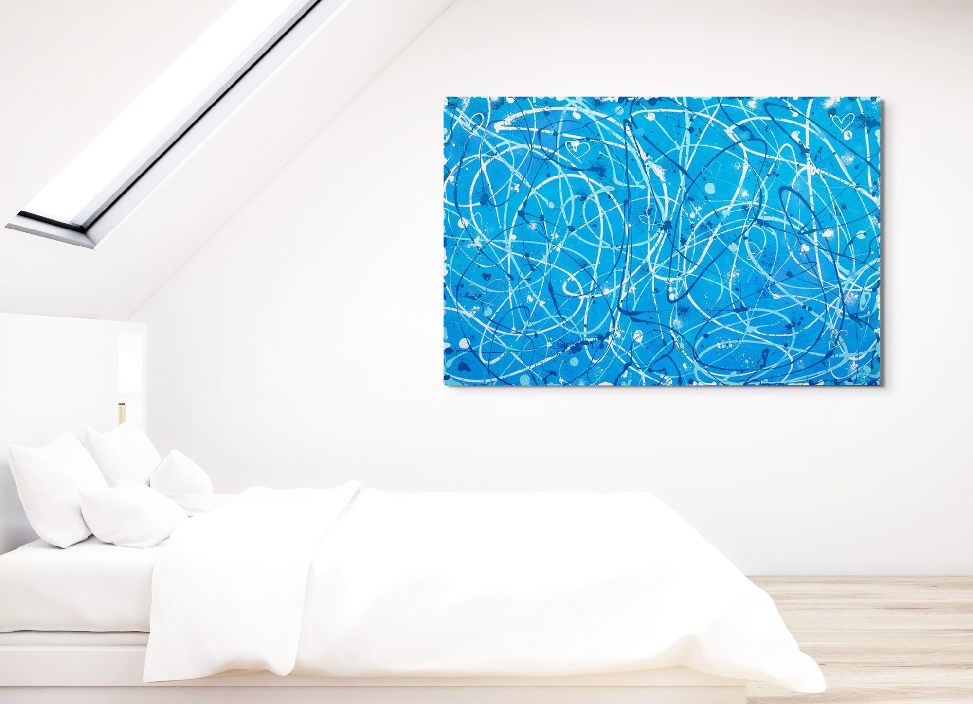 'something Blue' Contemporary Abstract Painting Unframed Modern