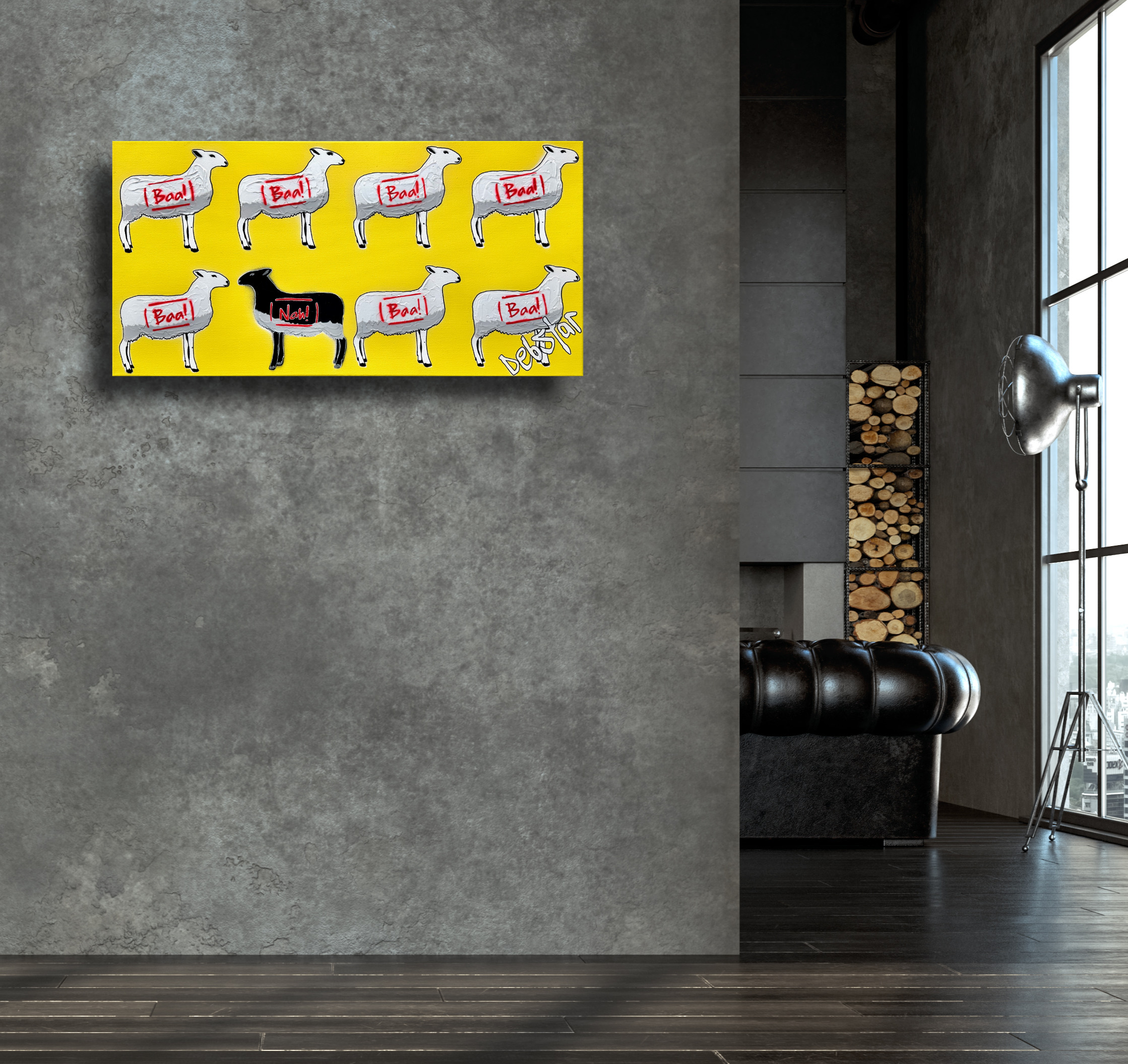 Living Room Interior In Loft, Industrial Style