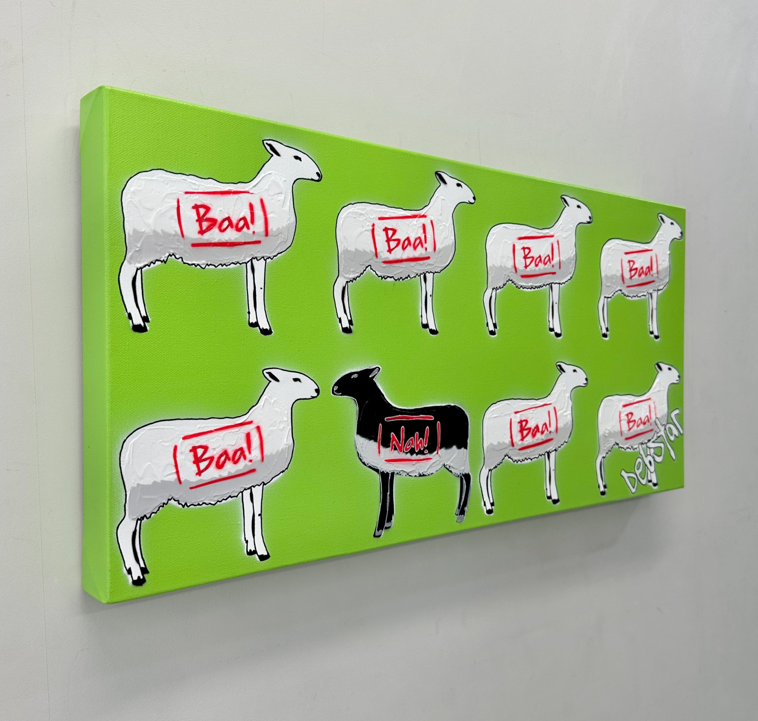 The Black Sheep Green Unique Meme Urban Pop Art Deborah Lang Art Canvas 3
