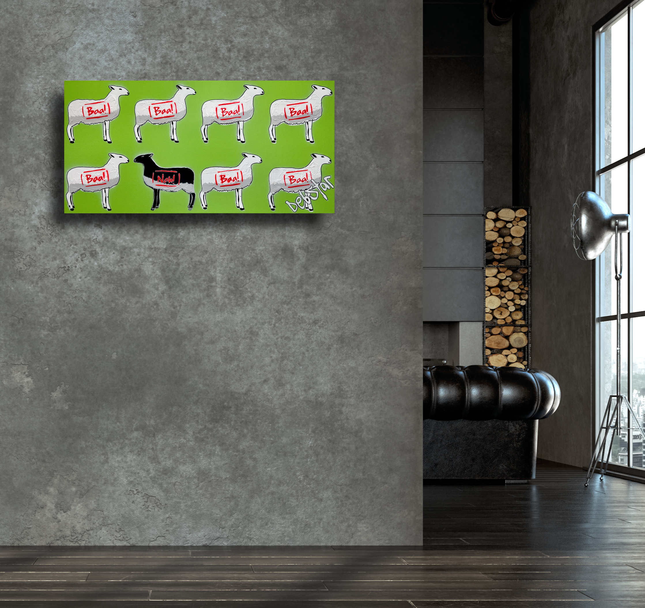 Living Room Interior In Loft, Industrial Style