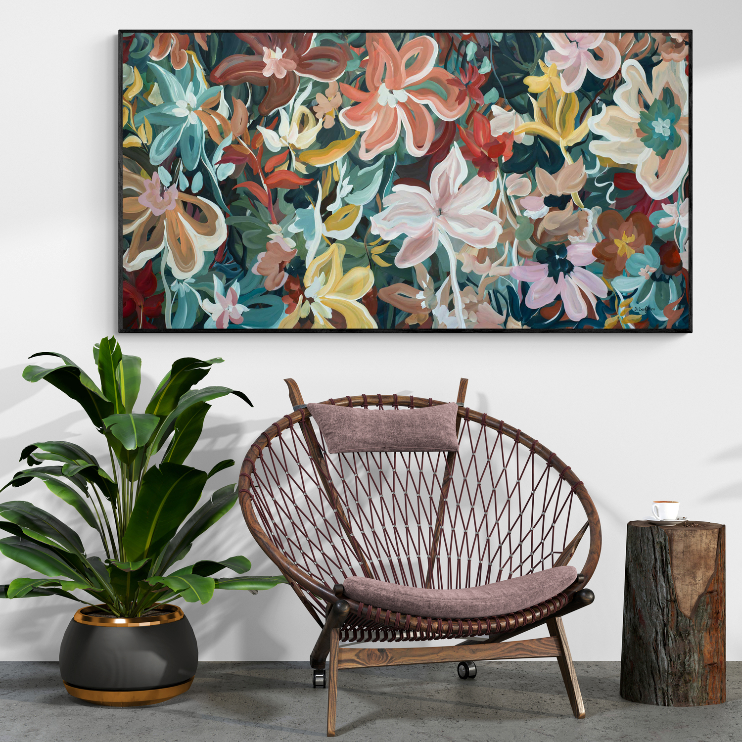 Soulful Blooms Original Art In Room