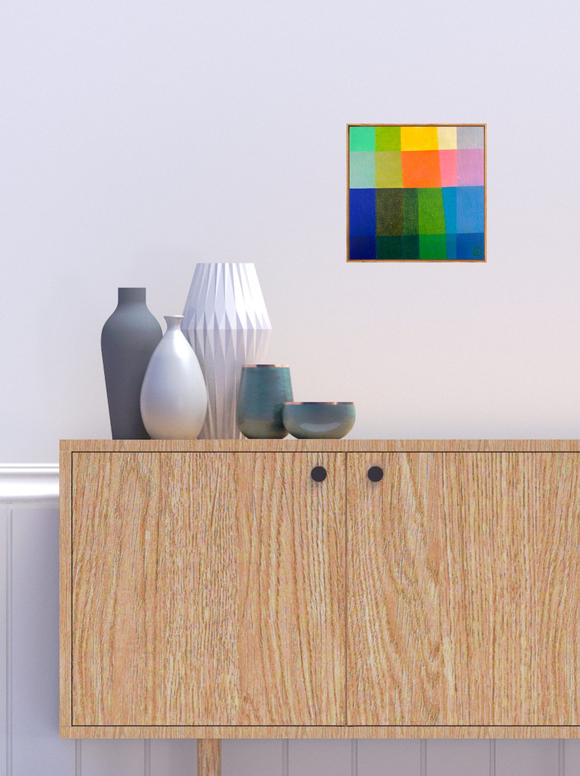 Charlotte De Pace Mini Colourfield I Insitu Above Sideboard Art Lovers Australia