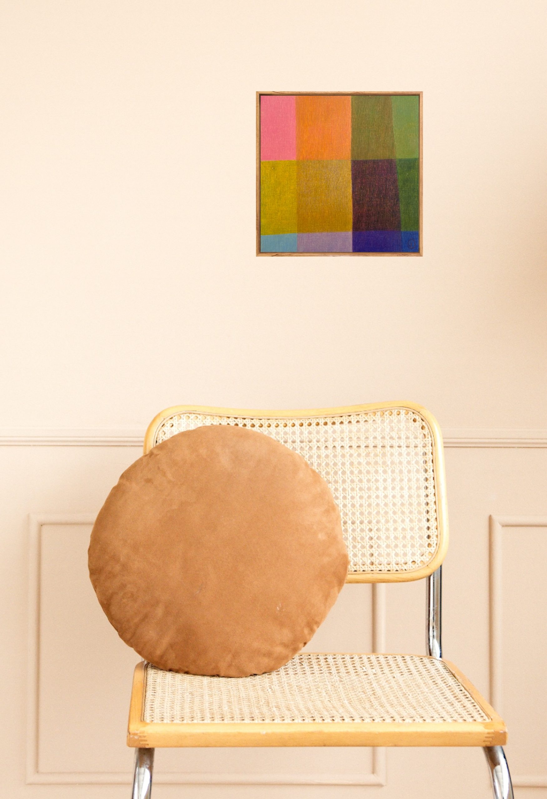 Charlotte De Pace Mini Colourfields Ii Insitu Above Chair Art Lovers Australia