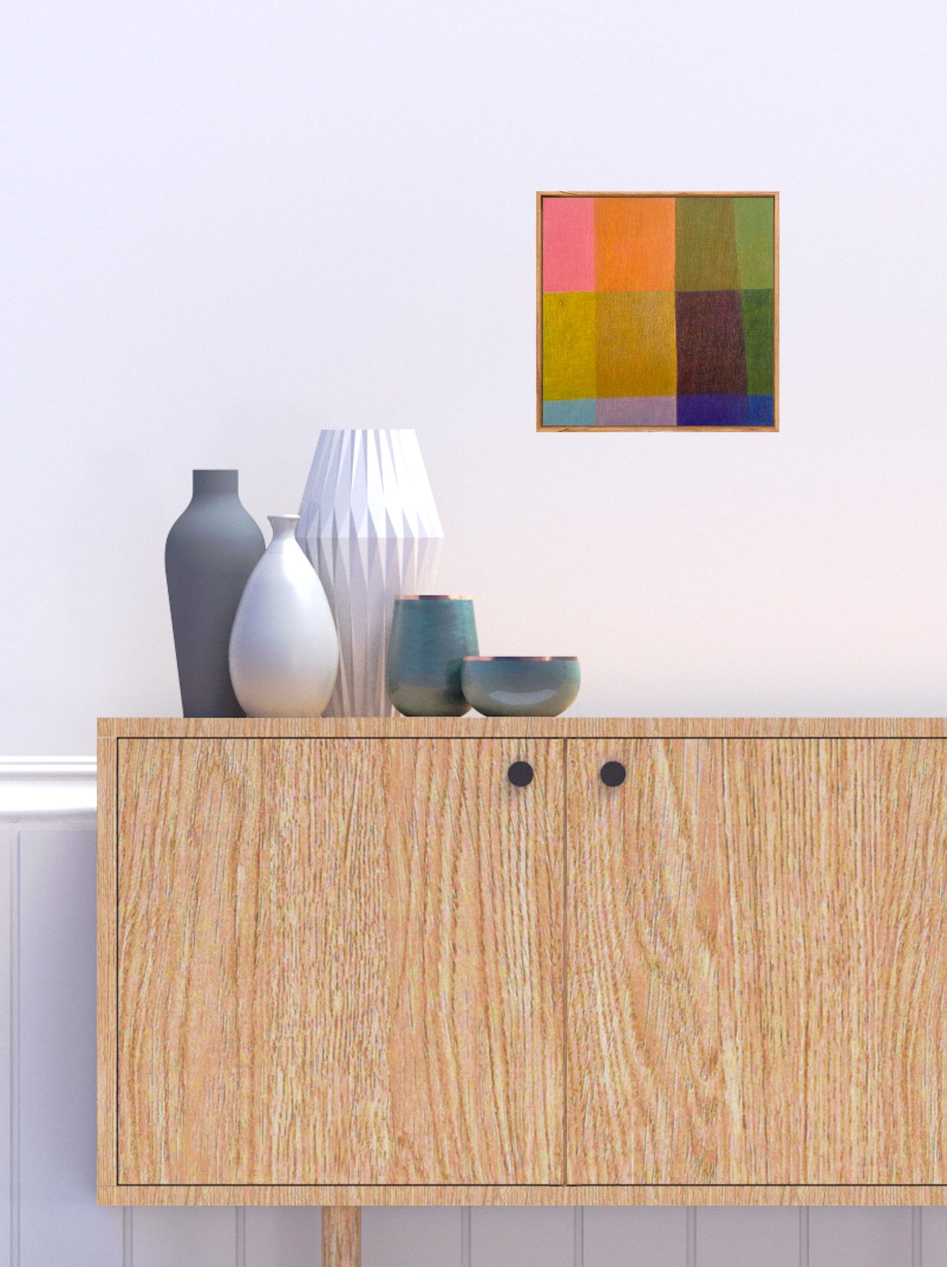Charlotte De Pace Mini Colourfields Ii Insitu Above Sideboard Art Lovers Australia