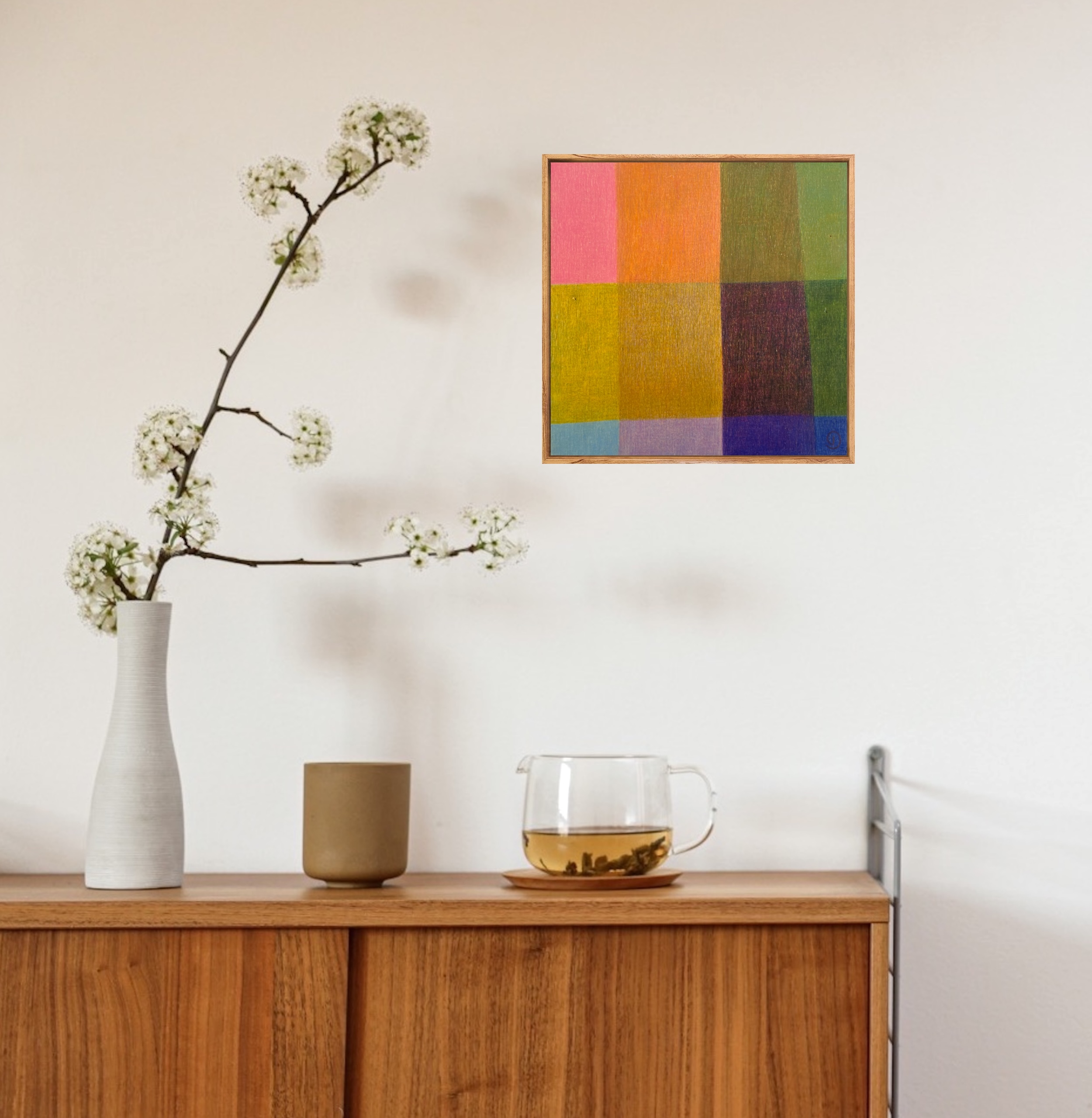 Charlotte De Pace Mini Colourfieldsii Insitu Above Sideboard Art Lovers Australia